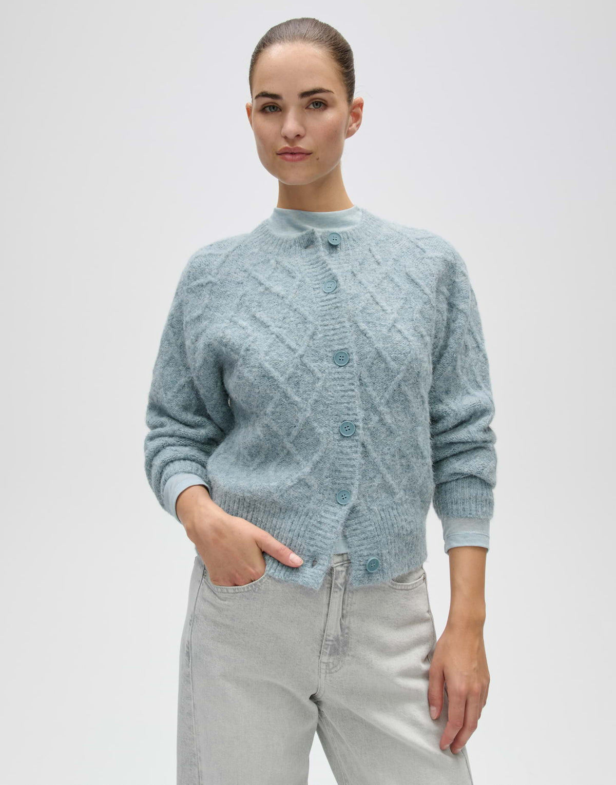 Cardigan mit Zopfstrickmuster Slim Fit Dable