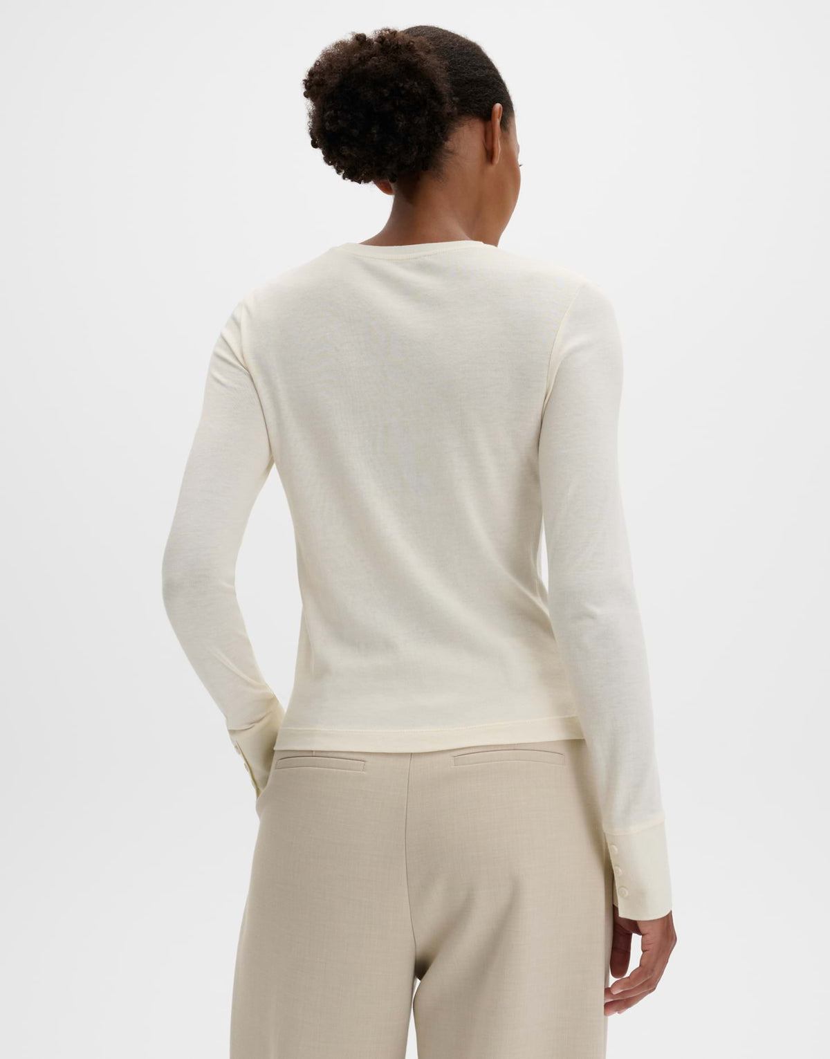Longsleeve mit Knopfdetail am Ärmelsaum Slim Fit Kedi