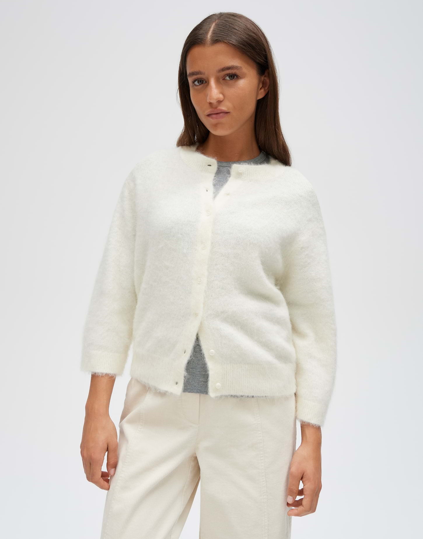 Cardigan aus flauschigem Effektgarn Slim Fit Disille