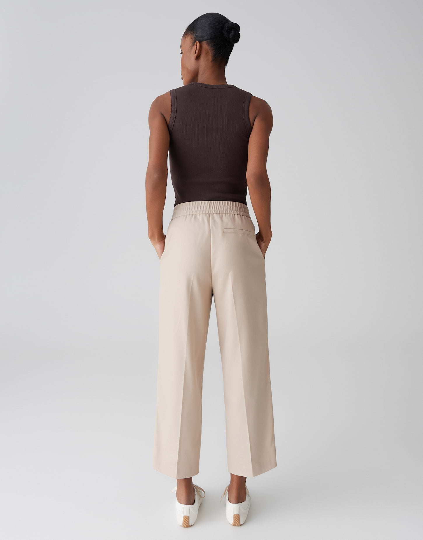OPUS Verkürzte City Pant in Twill Optik Melane soft
