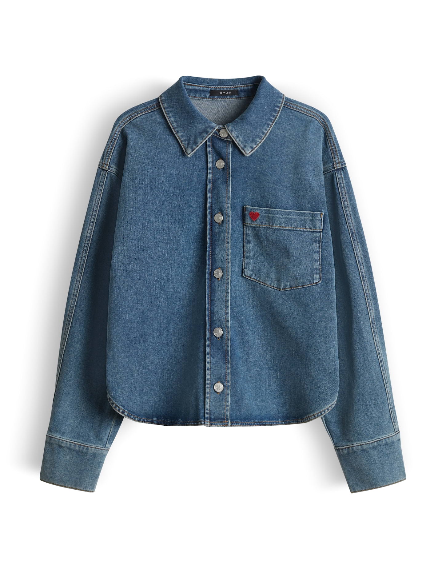 OPUS Jeanshemd mit Herzstickerei Regular Fit Falentine