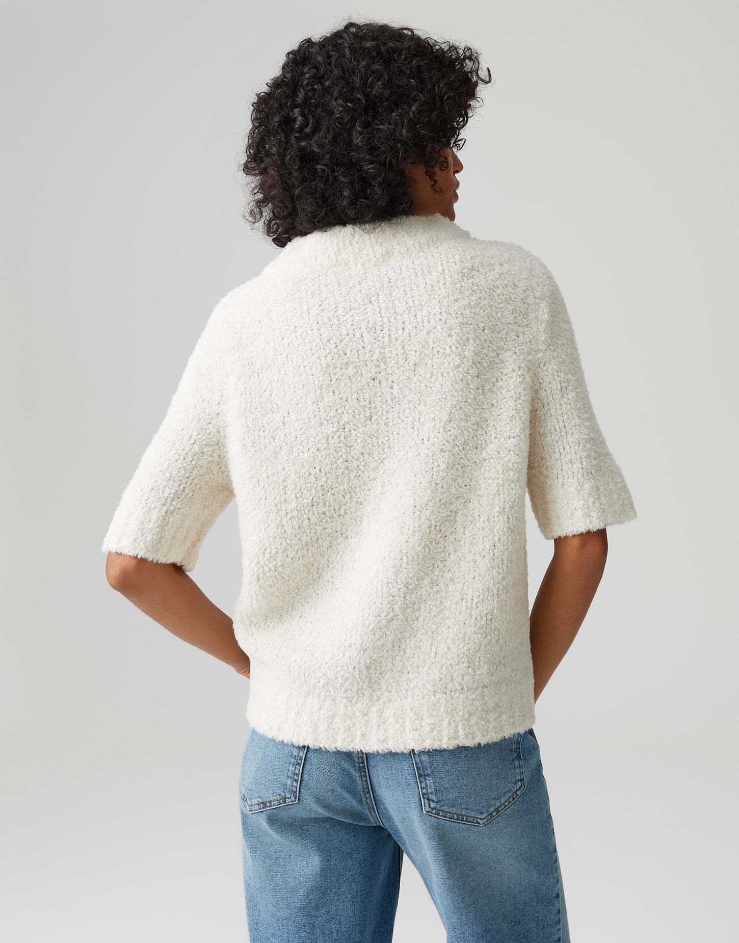 OPUS Slim Kurzarmstricker mit Bouclégarn Punes