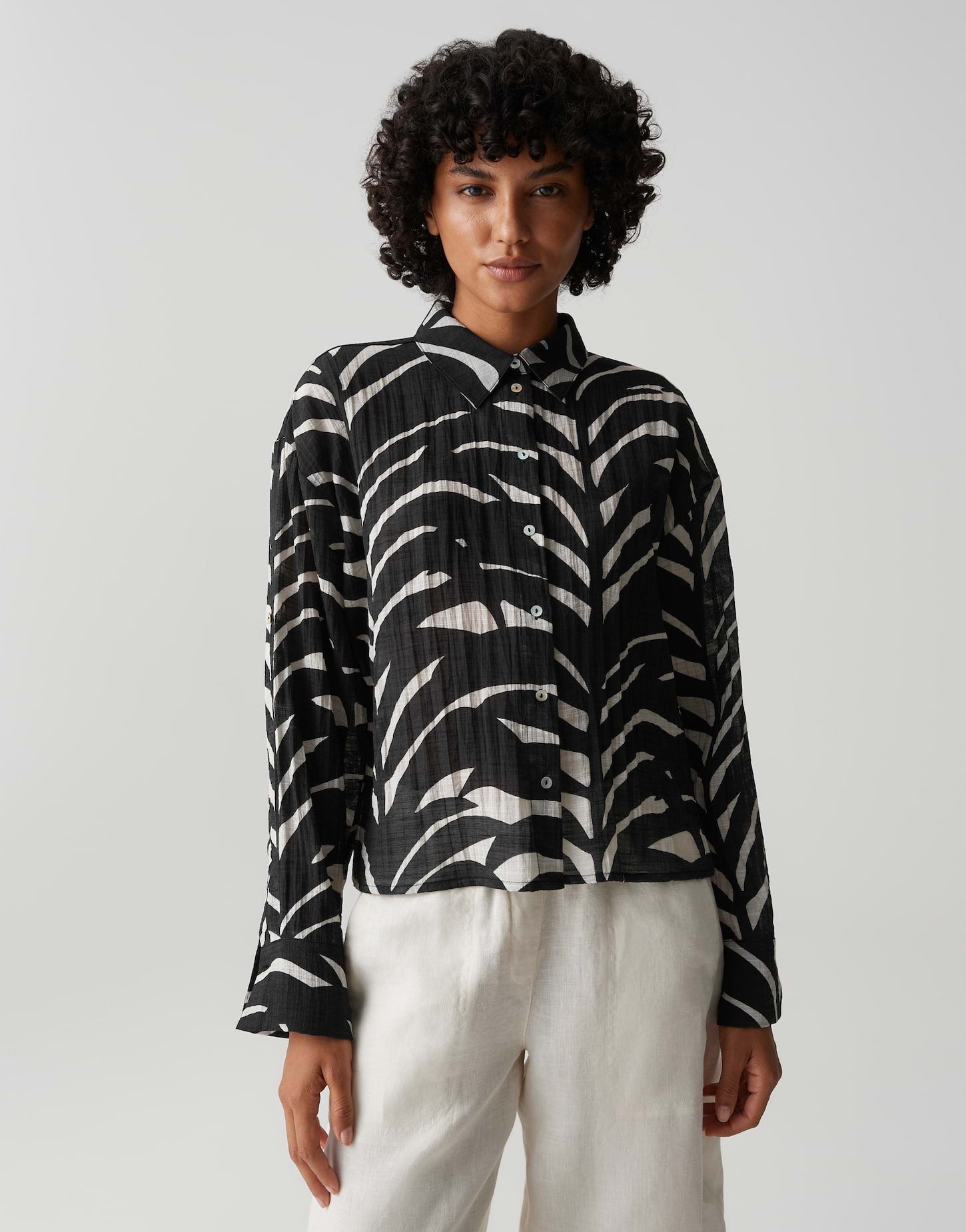 OPUS Printbluse Regular Fit Fadena leaves