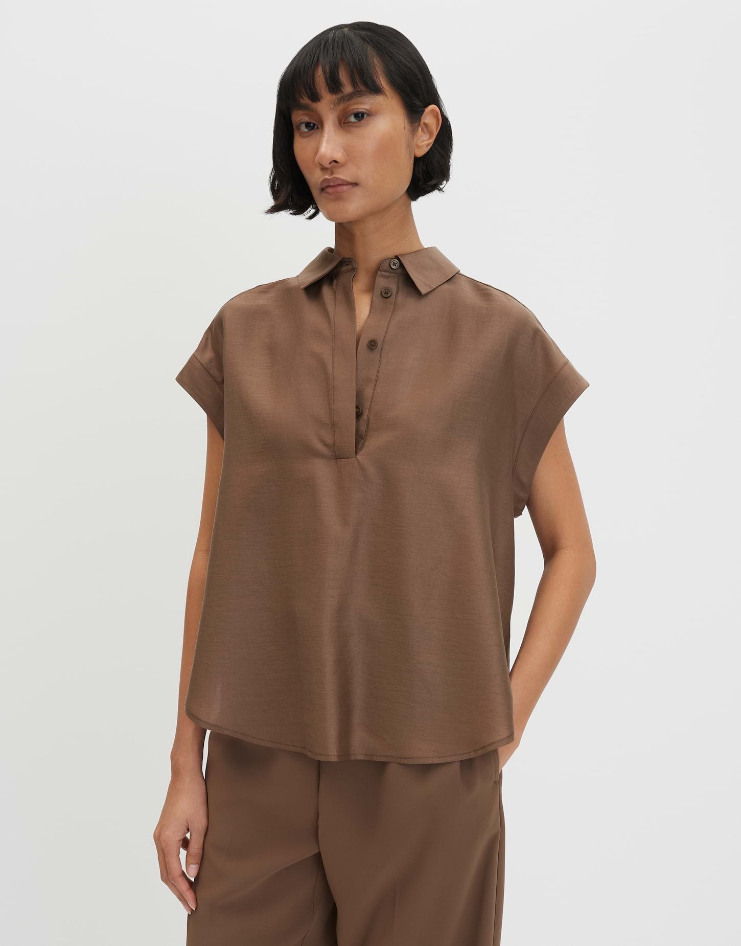 someday Satinbluse mit Polokragen Regular Fit Zamin