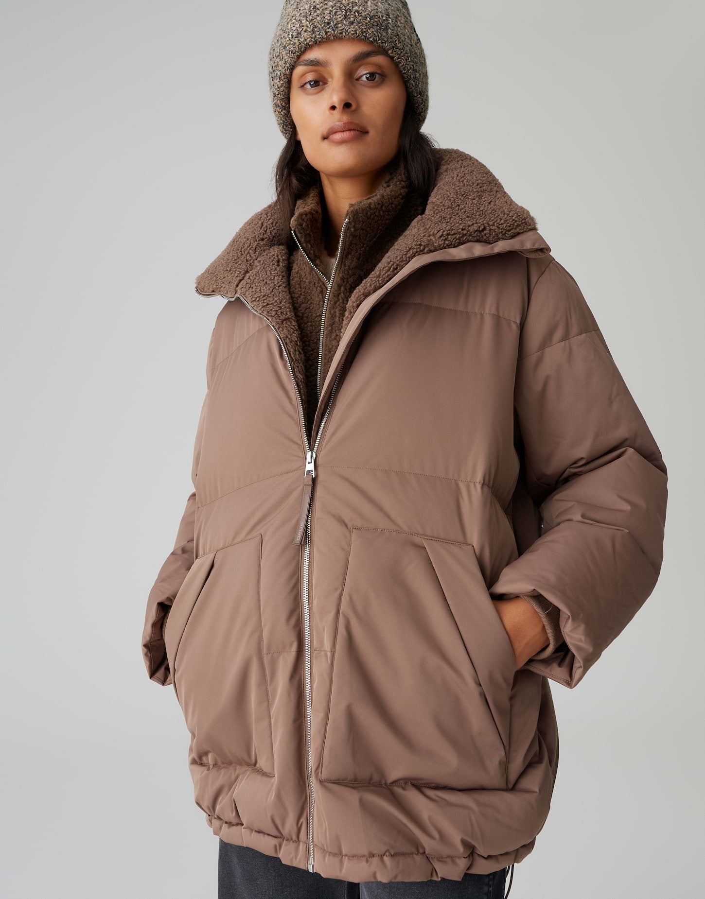 OPUS Loose Steppjacke mit Teddyfellkragen Hileen