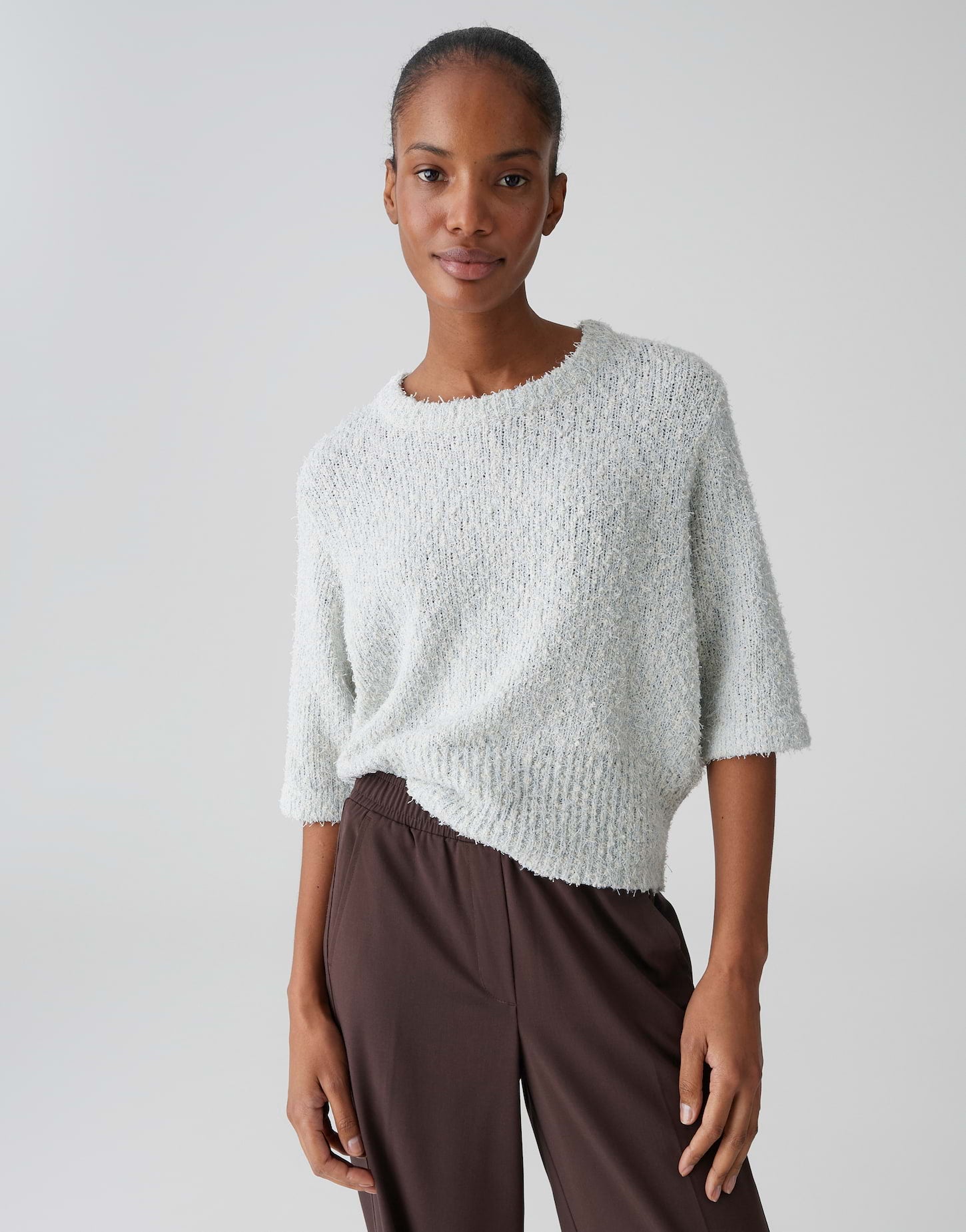 OPUS Pullover aus flauschigem Mouliné Effektgarn Regular Fit Pamos