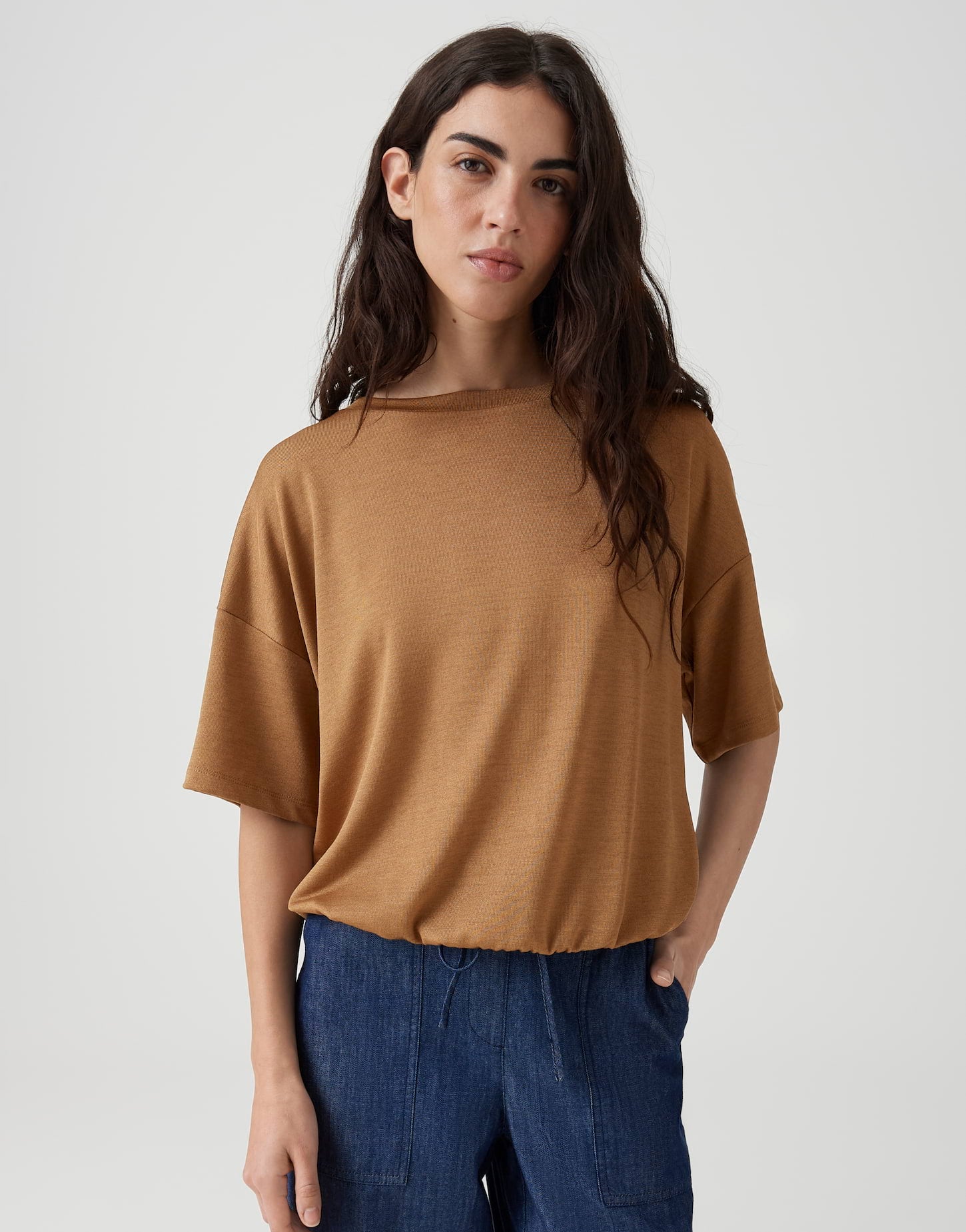 OPUS T-Shirt mit elastischem Ballonsaum Regular Fit Salien