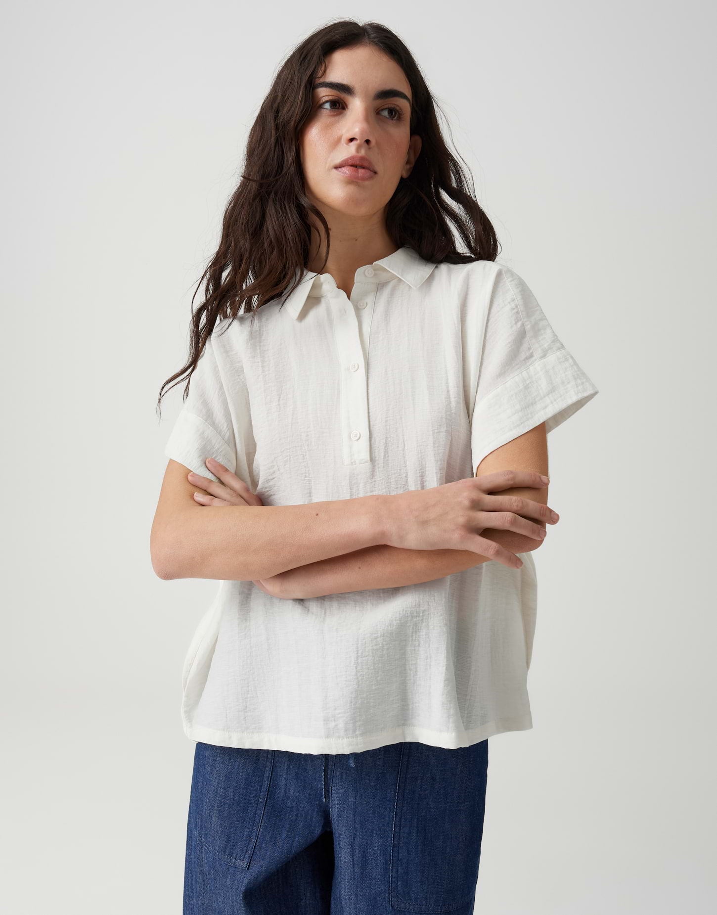 OPUS Kurzarmbluse Loose Fit Festelle