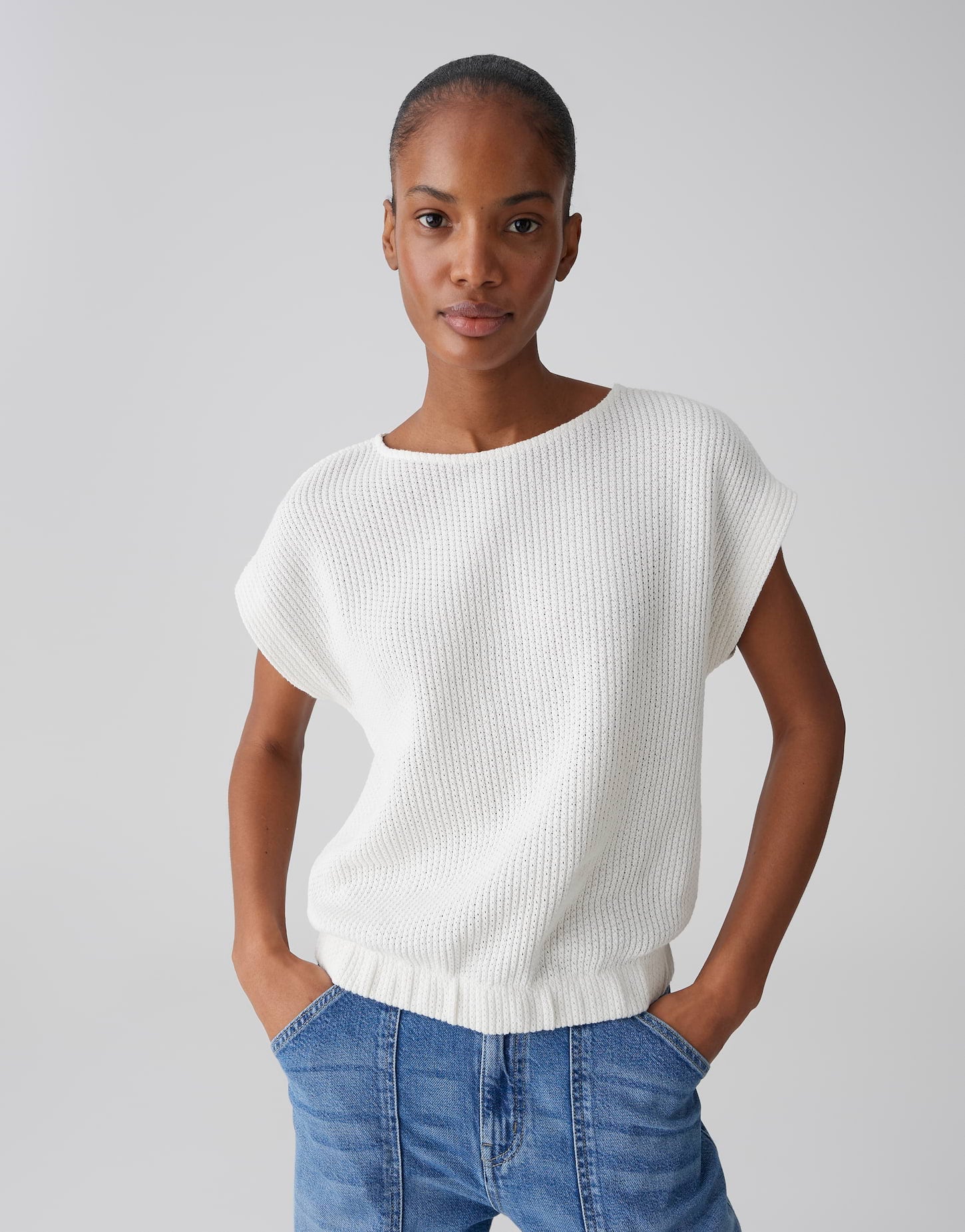 OPUS Lässiges Jerseytop in Strickoptik Regular Fit Sofrano