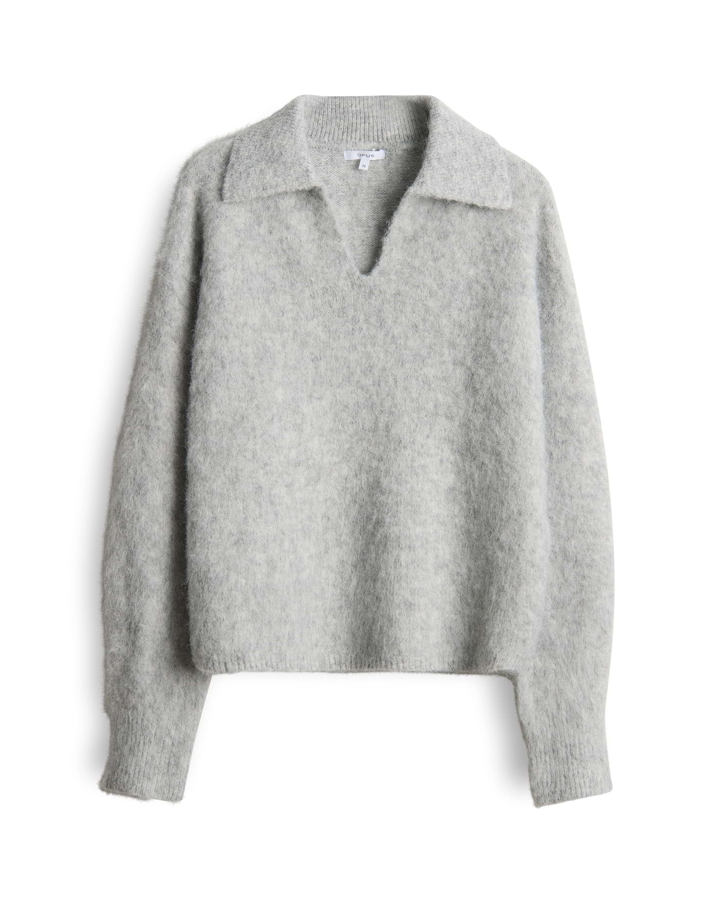 OPUS Regular flauschiger Strickpullover mit Polokragen Pelsie