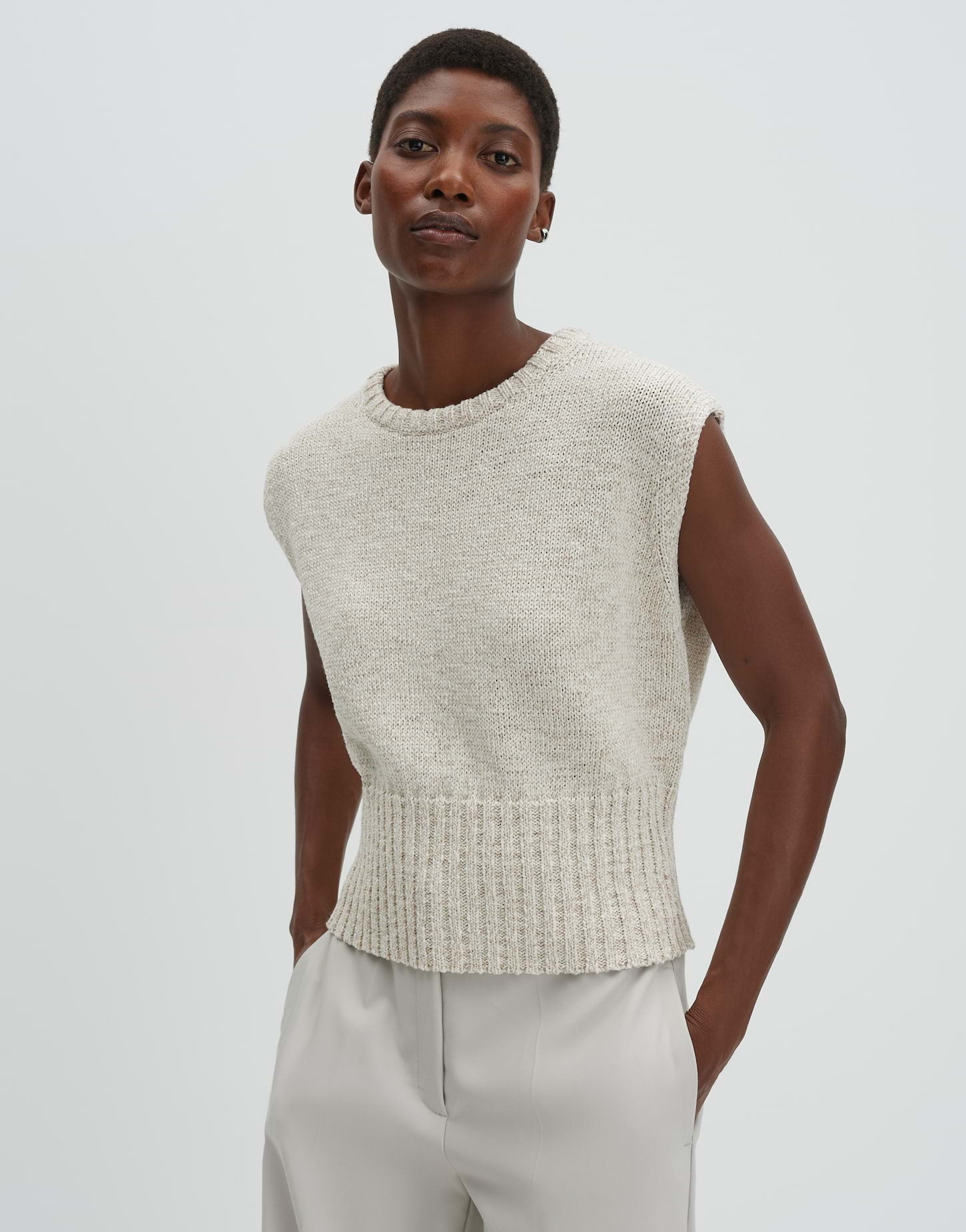 someday Stricktop aus fein melierten Bändchengarn Regular Fit Tuvalen