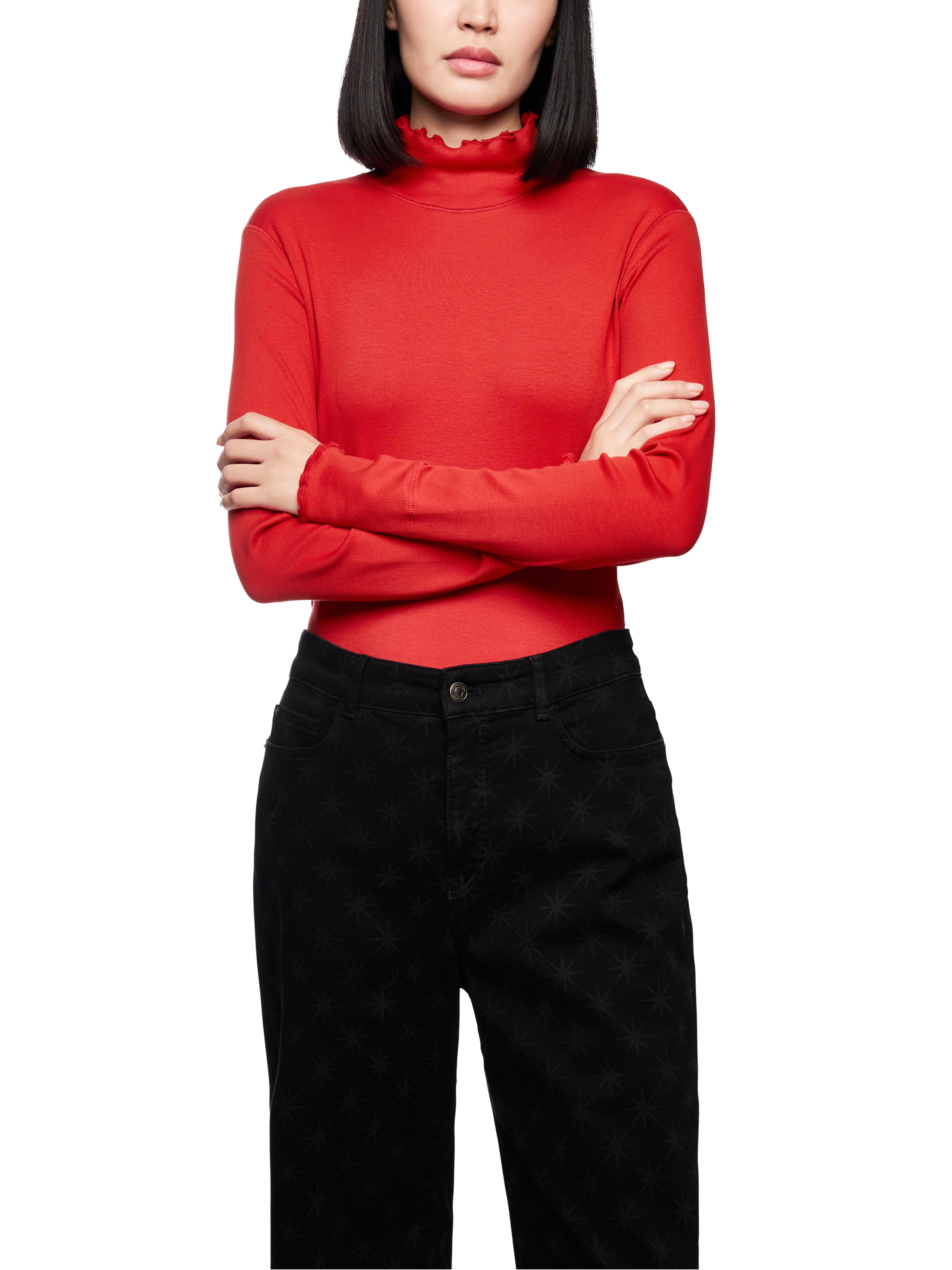 Marc Cain Unifarbenes Langarmshirt mit Rollkragen