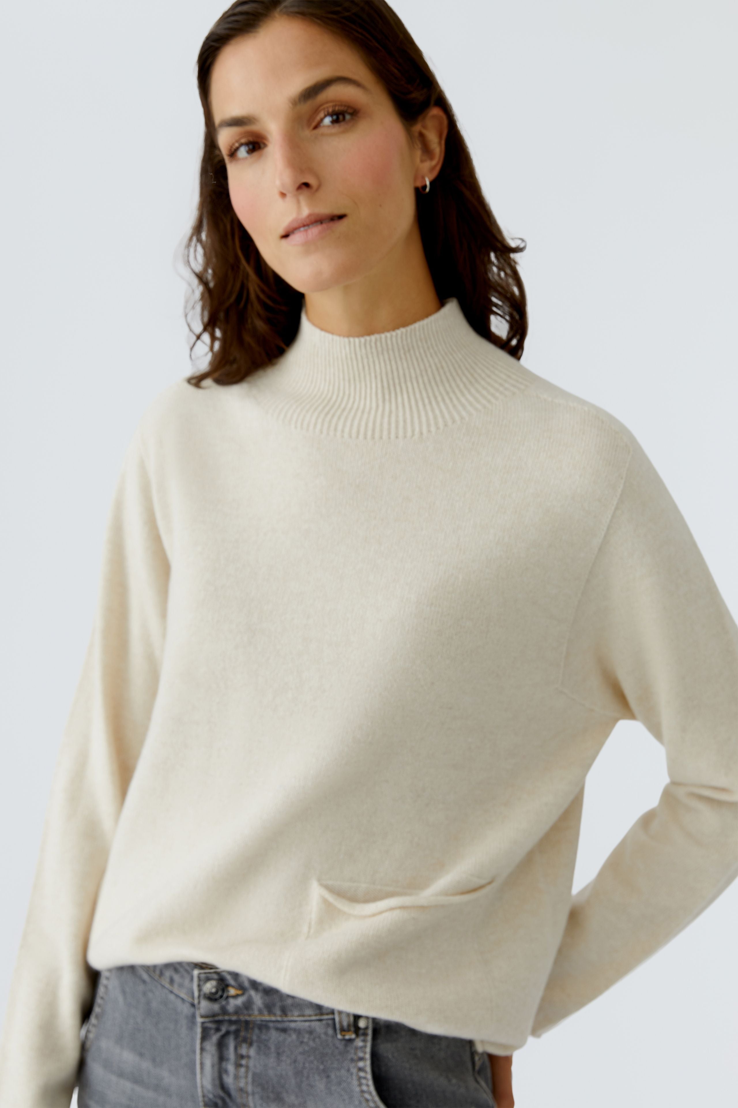 Oui lässiger Pullover seamless gestrickt