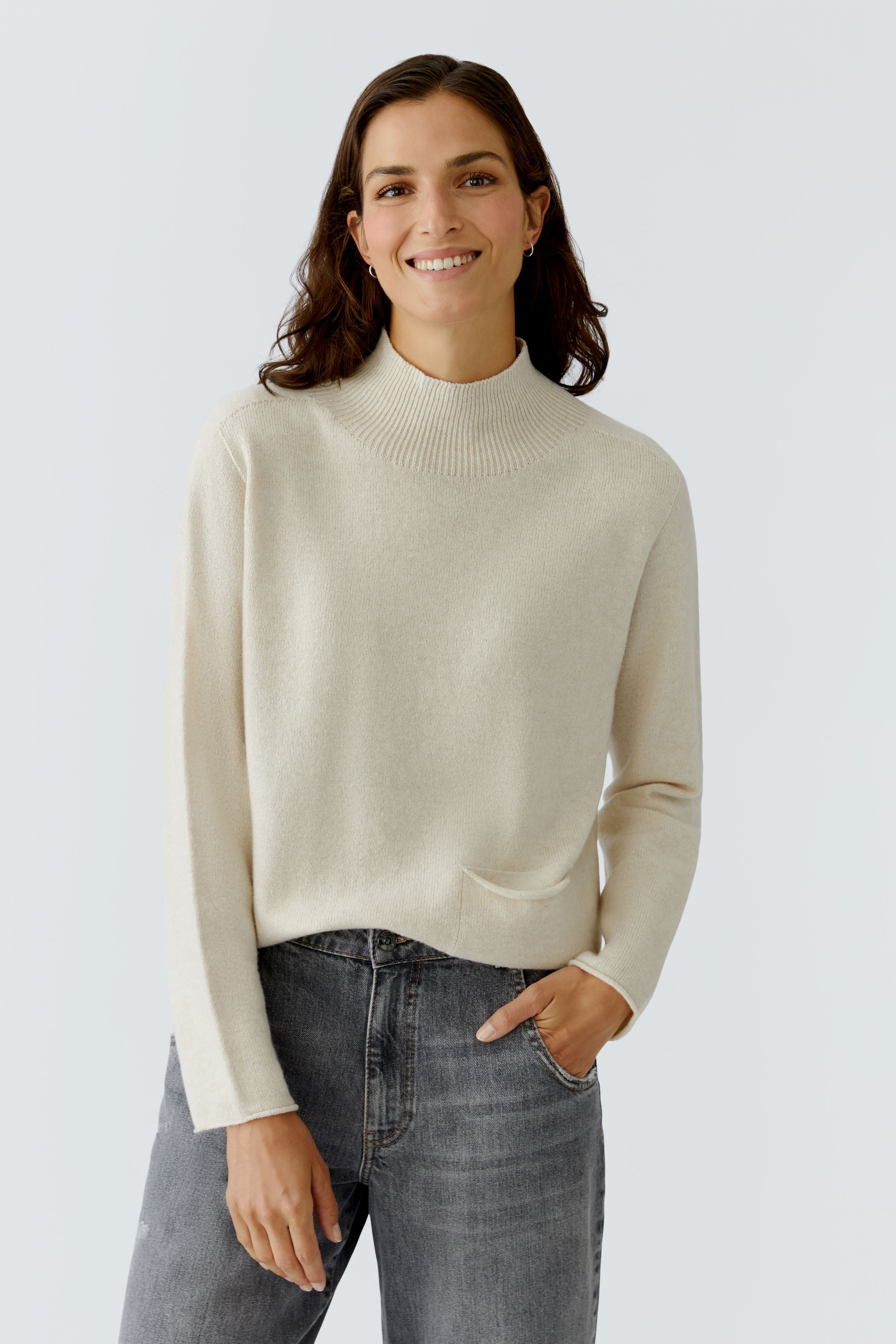 Oui lässiger Pullover seamless gestrickt