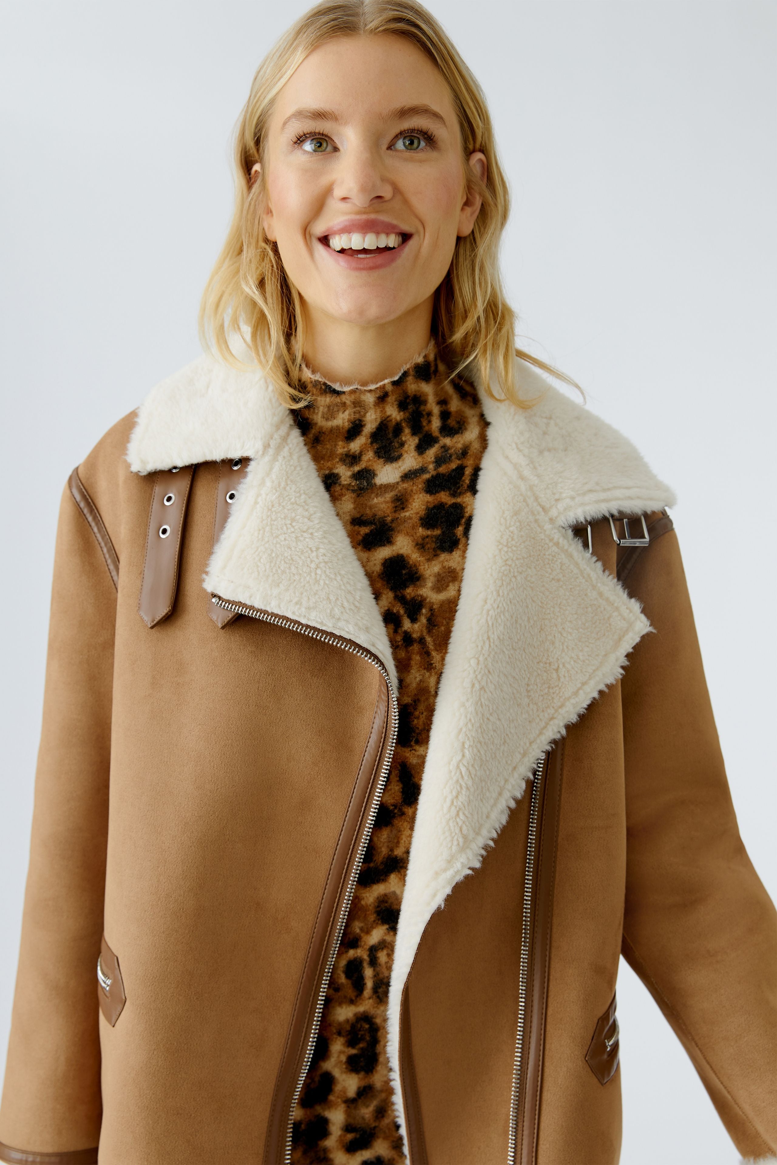 Oui Outdoorjacke in Lammfelloptik