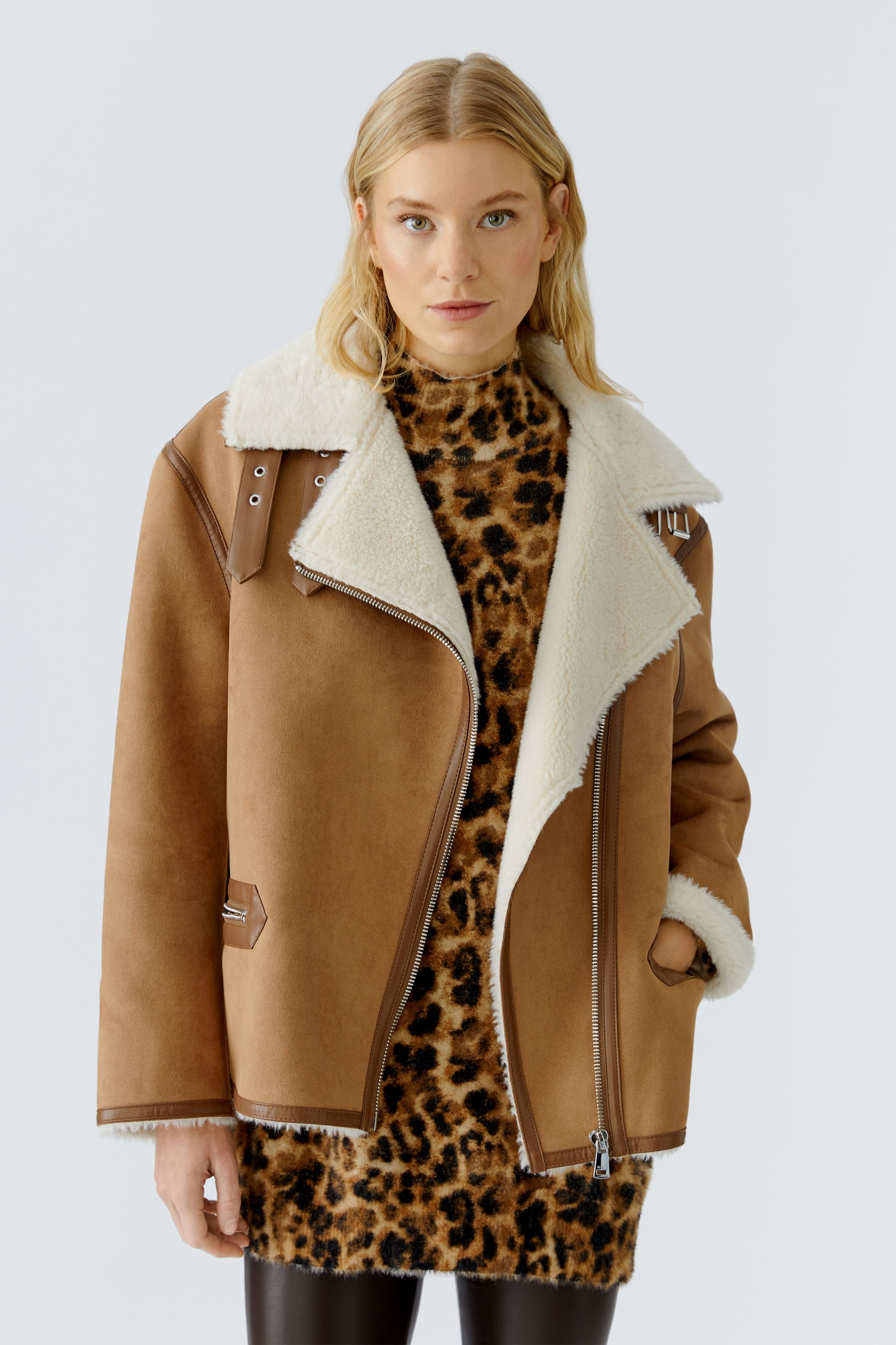 Oui Outdoorjacke in Lammfelloptik