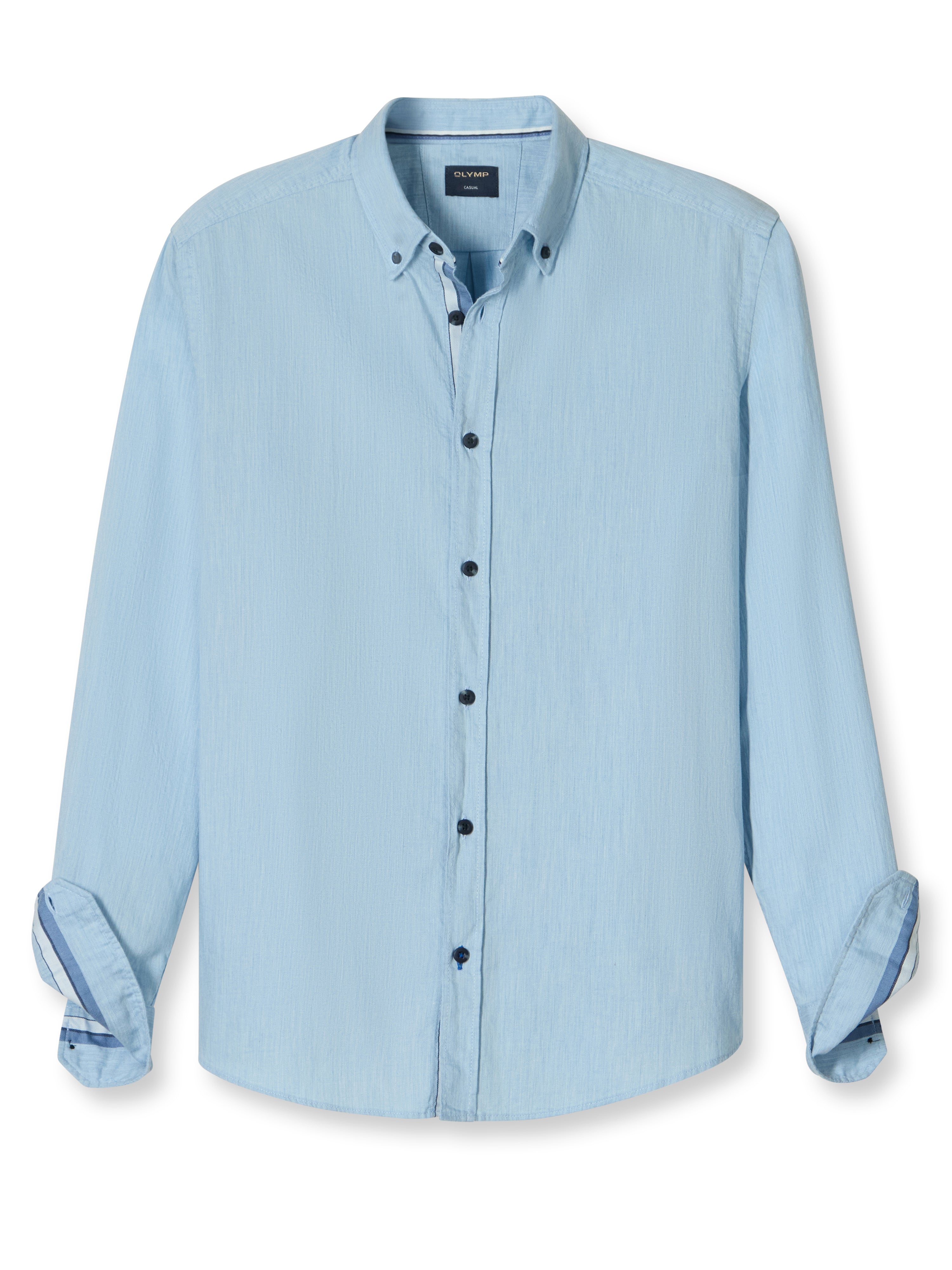 OLYMP Casual – Mélange-Hemd mit Button-down & Struktur