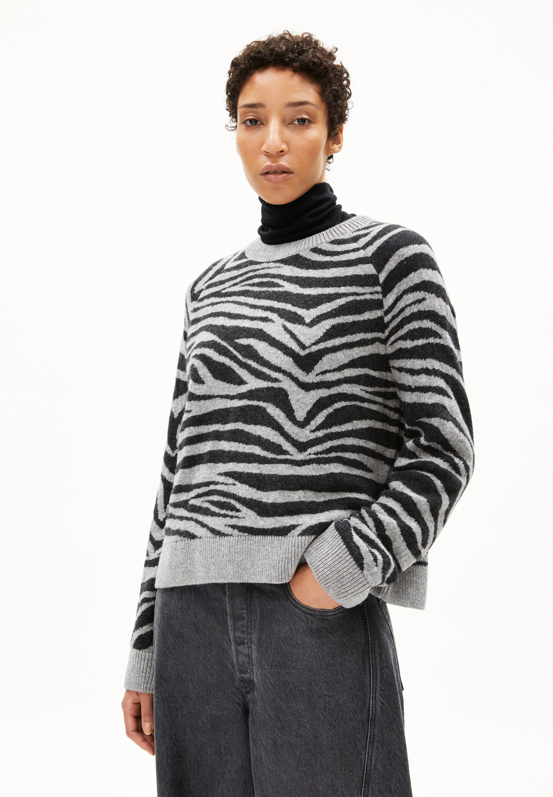 Armedangels Pullover LILIRIAA ZEBRARAA aus Bio-Woll Mix