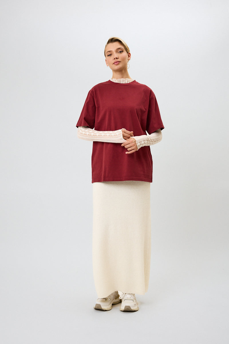 Oh April BF T-Shirt Good Karma Wave Merlot