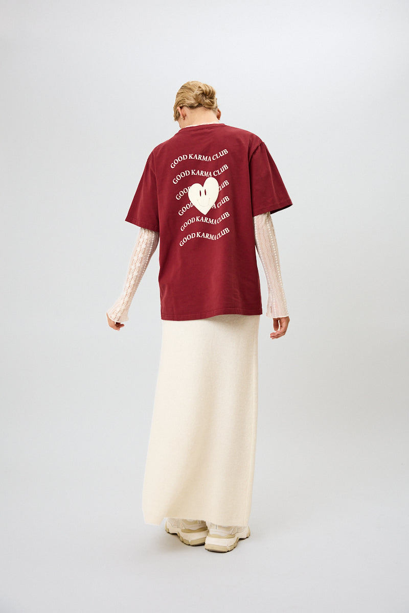 Oh April BF T-Shirt Good Karma Wave Merlot