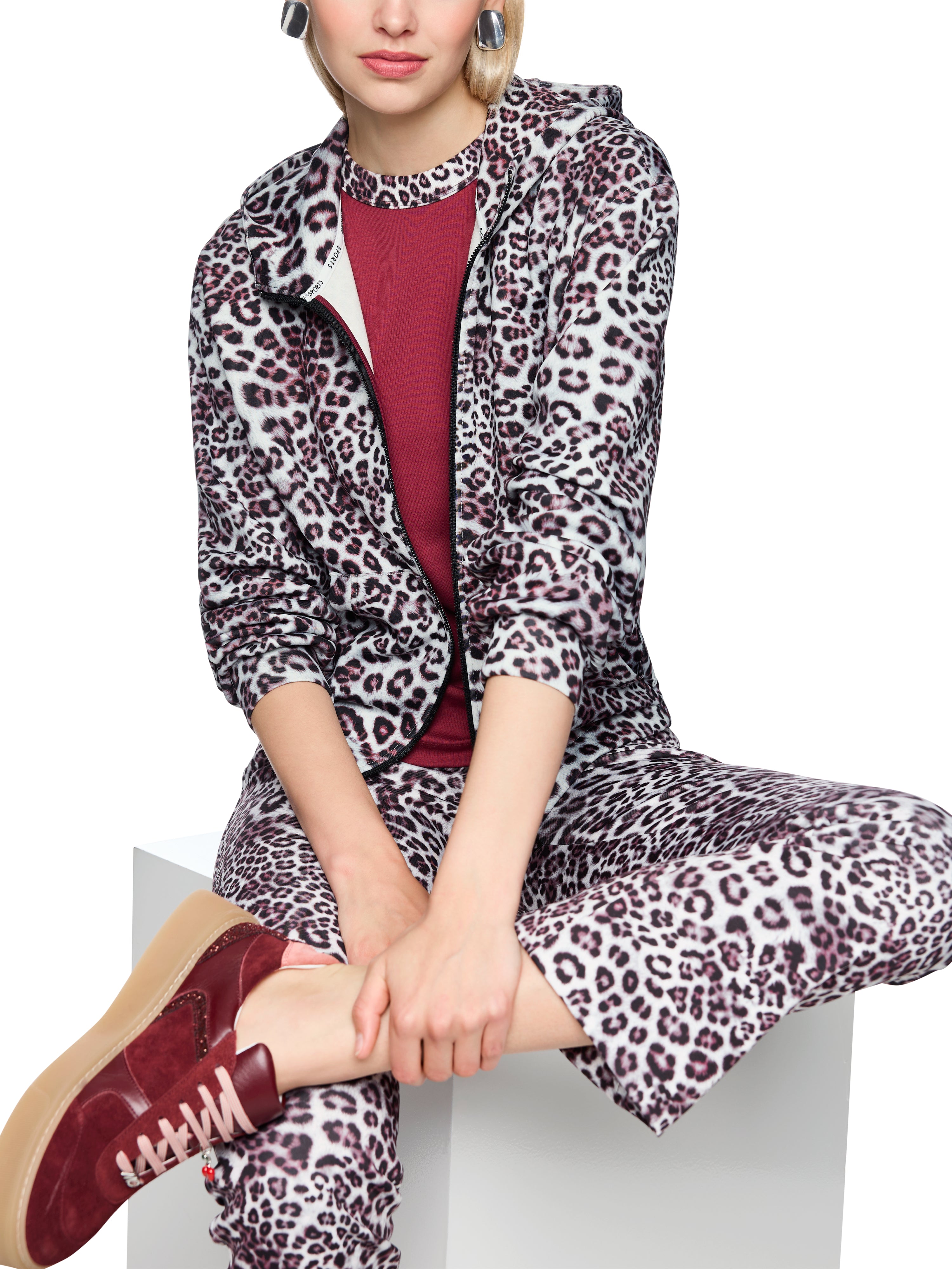 Marc Cain Jersey Jacke mit Leo Print