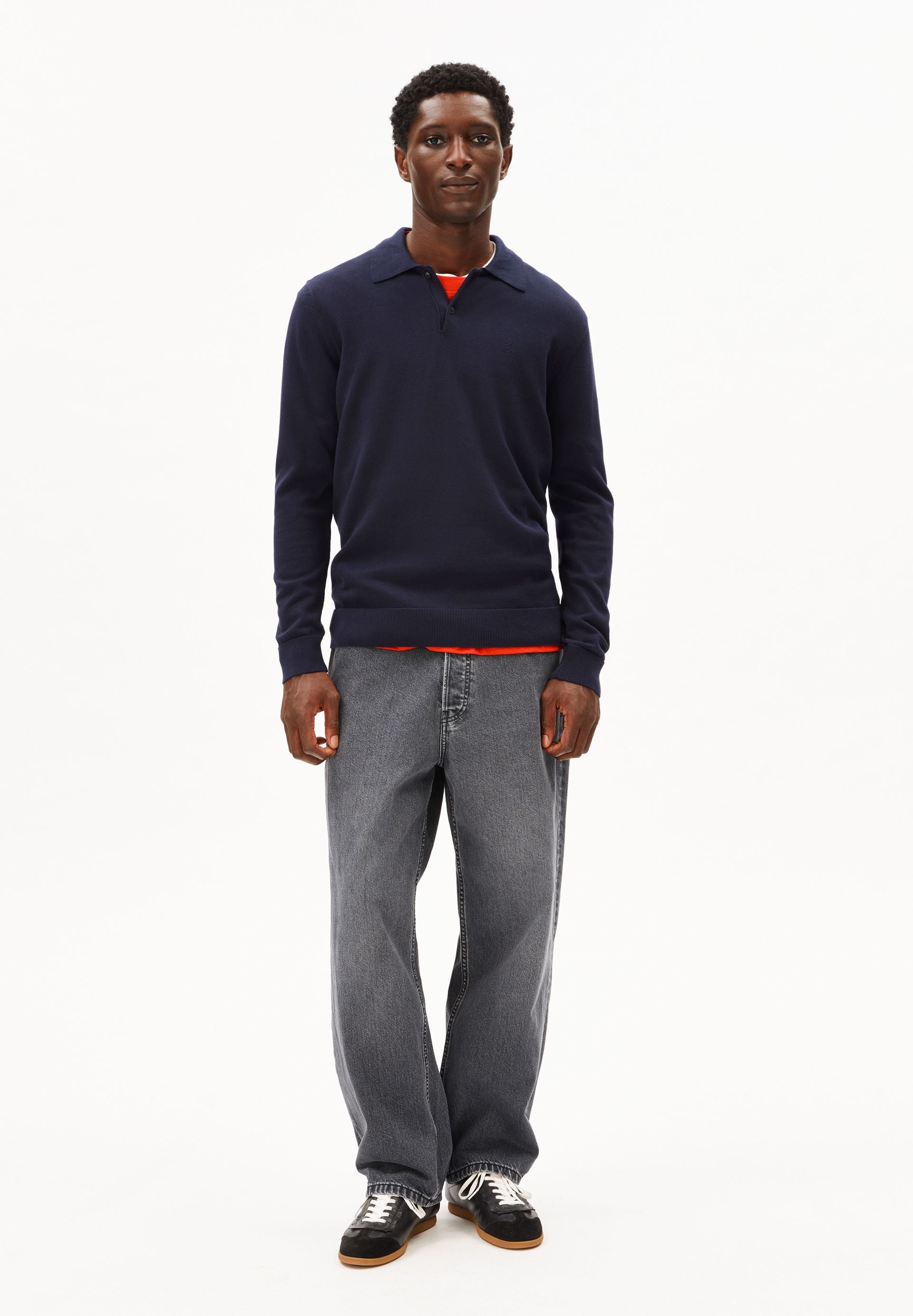 armedangels Langarm-Strickpoloshirt aus Bio-Baumwolle