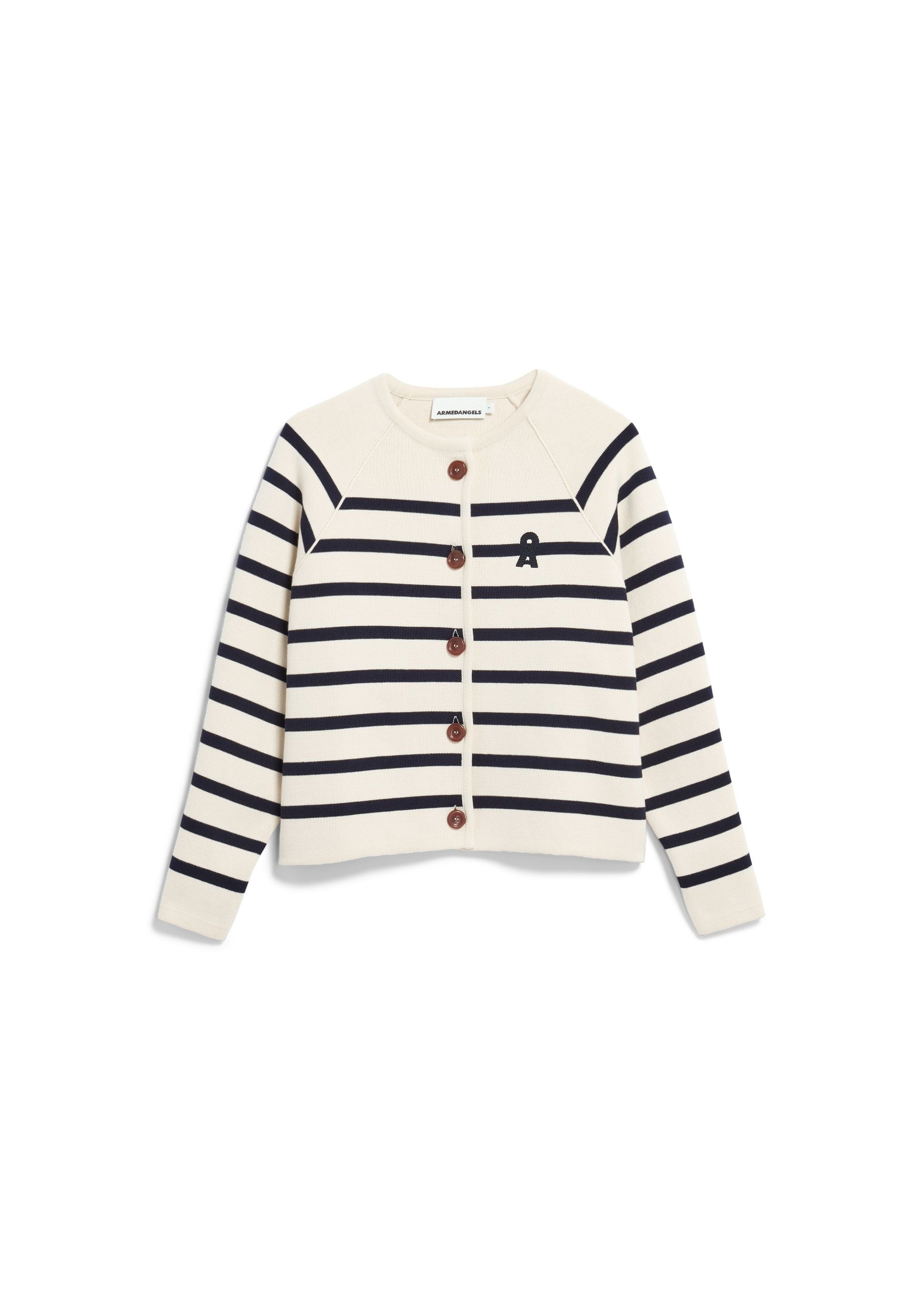 armedangels gestreifte Strickjacke aus Bio-Baumwolle
