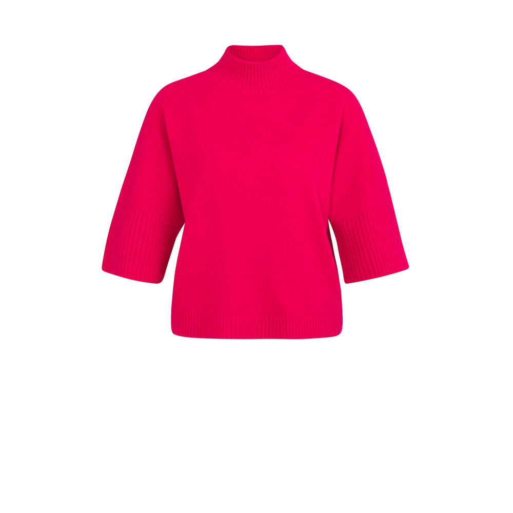 Yaya Pullover mit gerippten 3/4-Ärmeln und Stehkragen