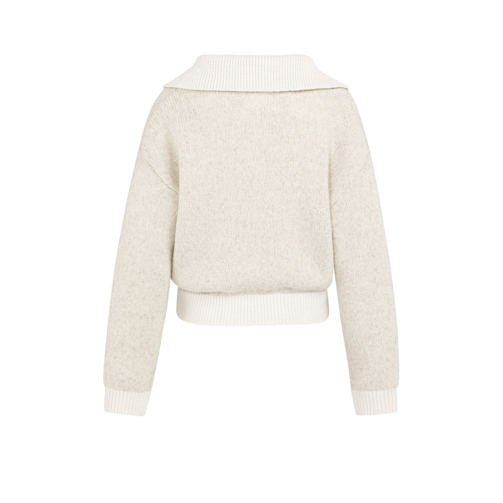 Yaya Strickpullover mit Kragen und Rändern in Kontrastfarbe