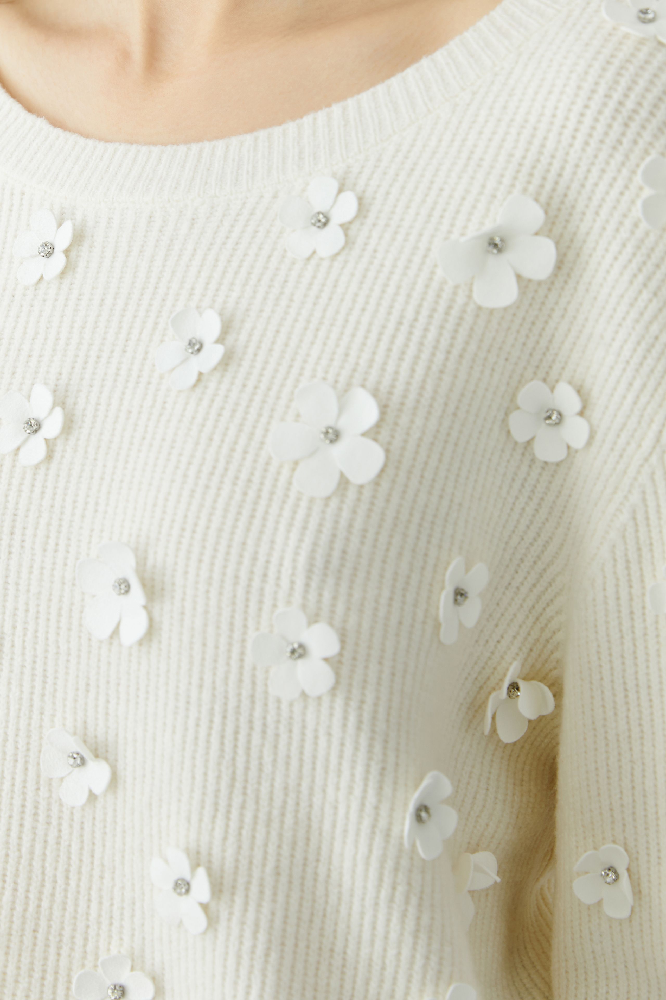OUI Pullover mit applizierten Blüten