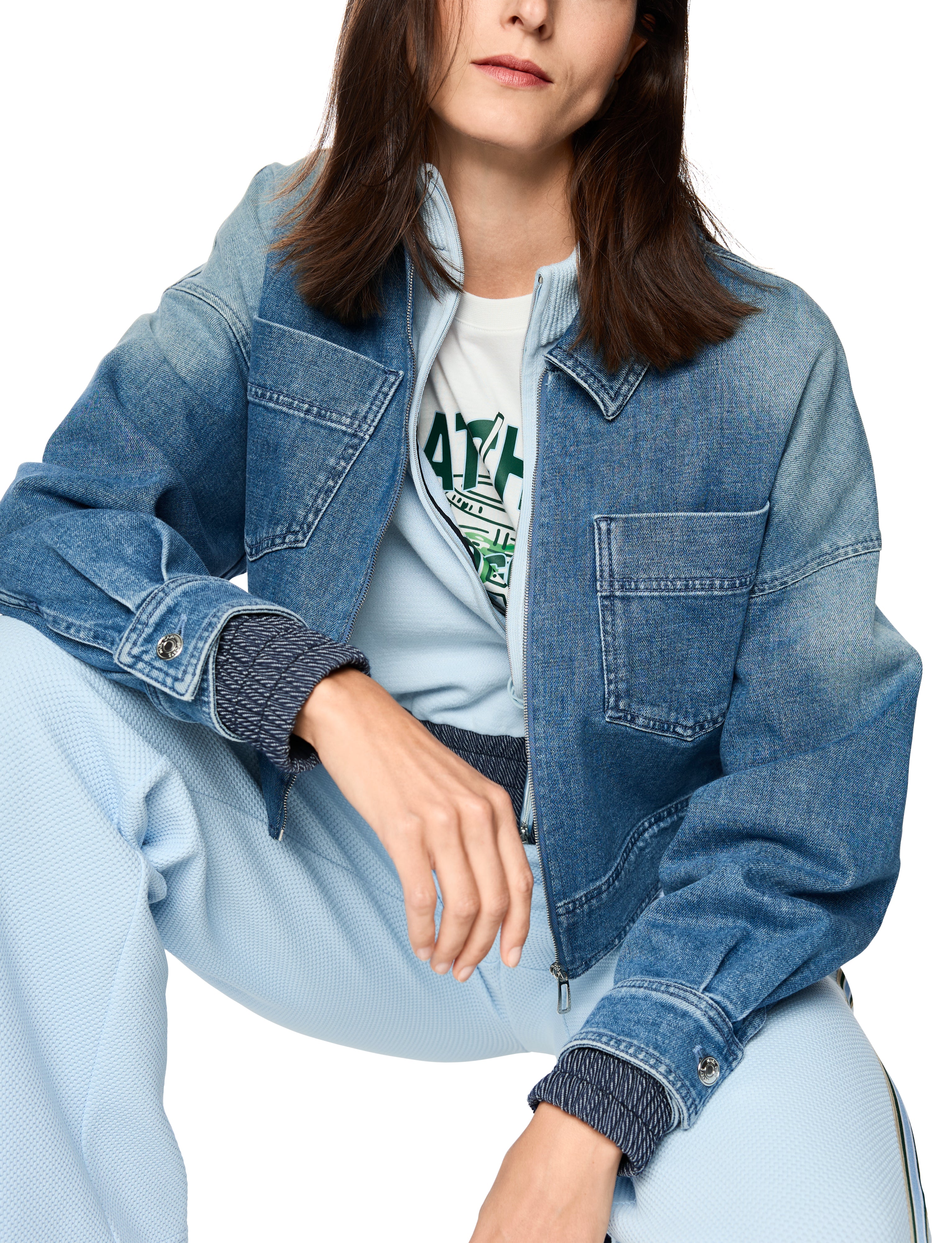 Marc Cain Kurze Jeansjacke mit Reißverschluss