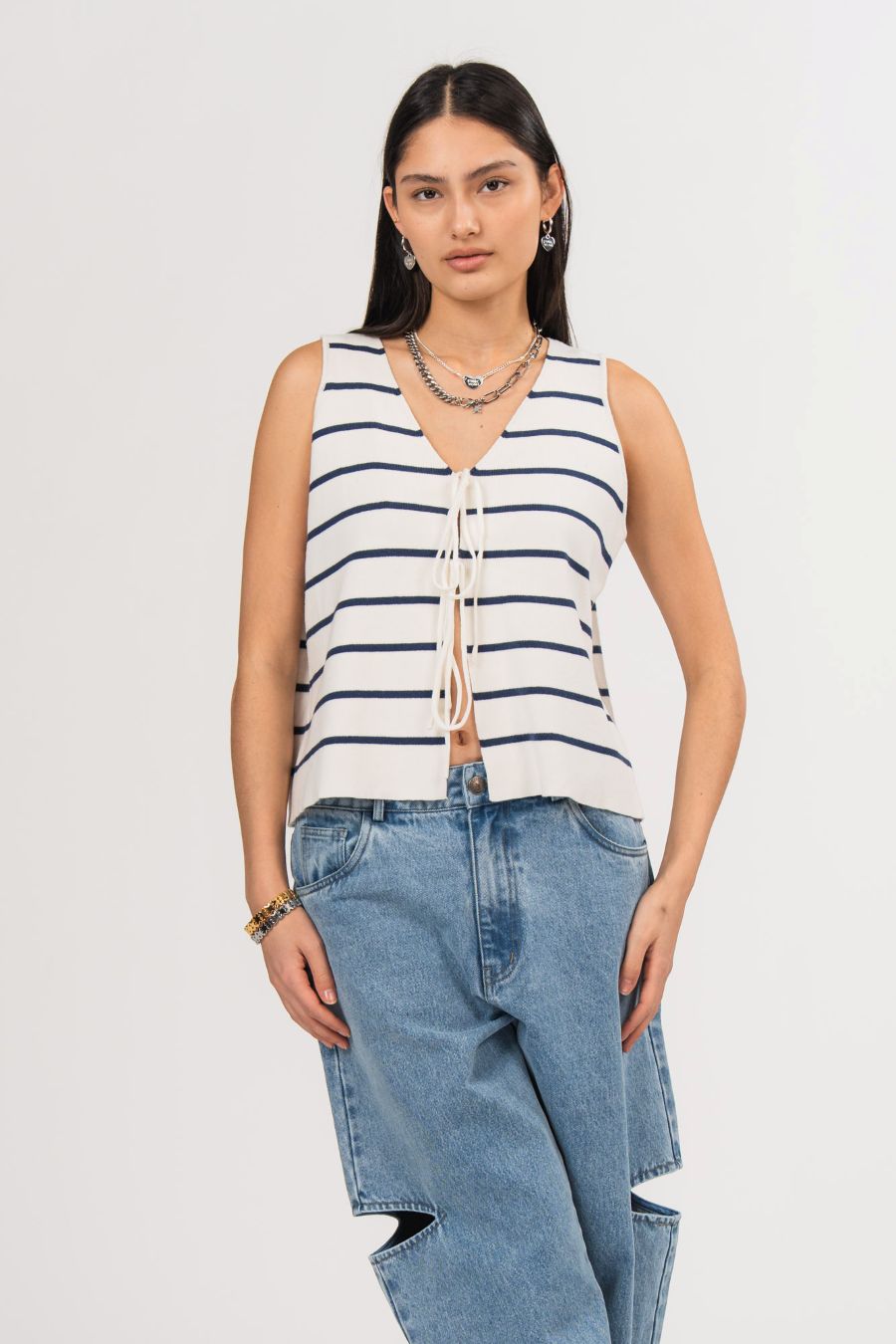 Karo Kauer Knit Vest Stripes