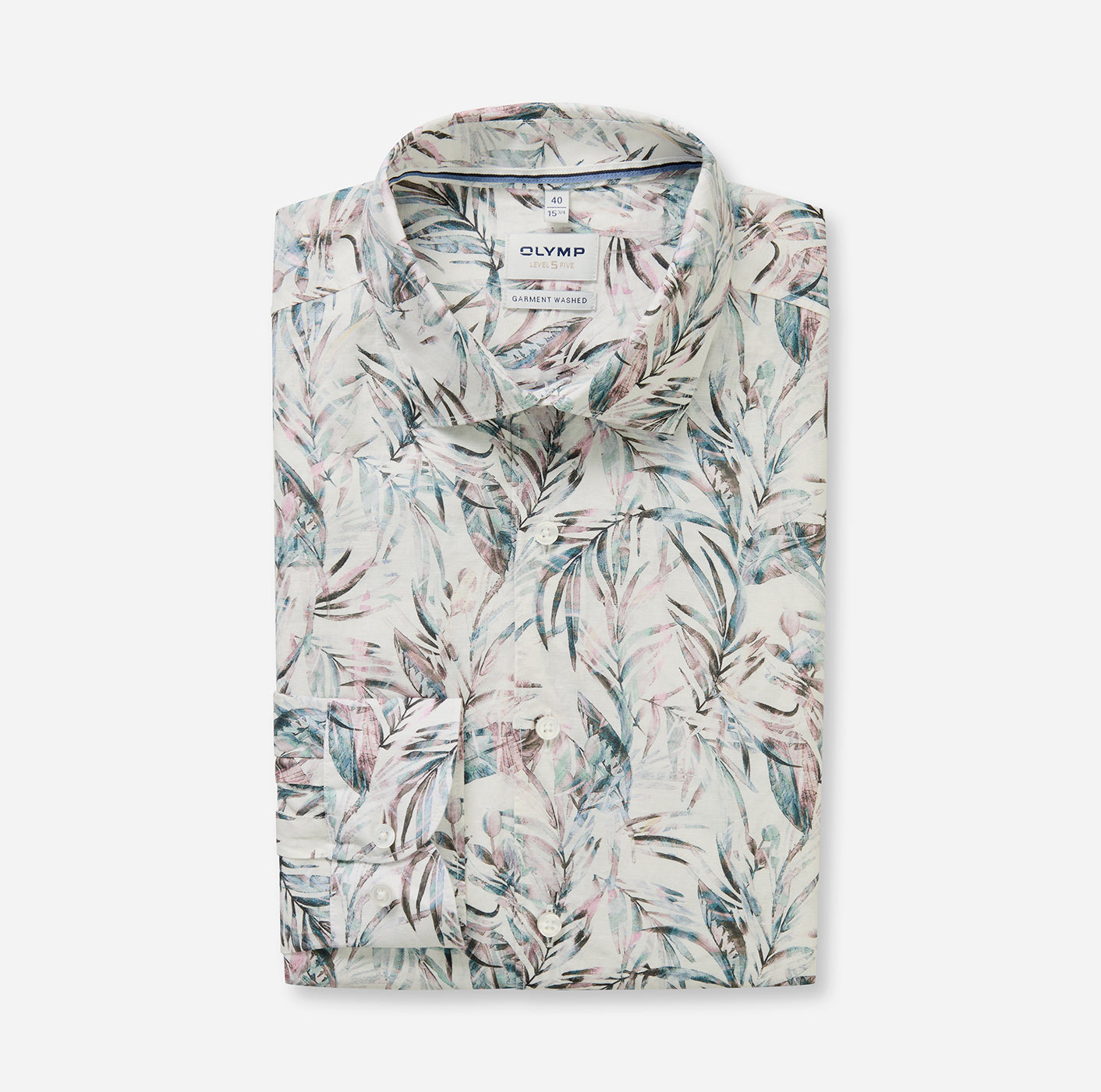 OLYMP Body Fit garment washed Businesshemd Level Five in Beige