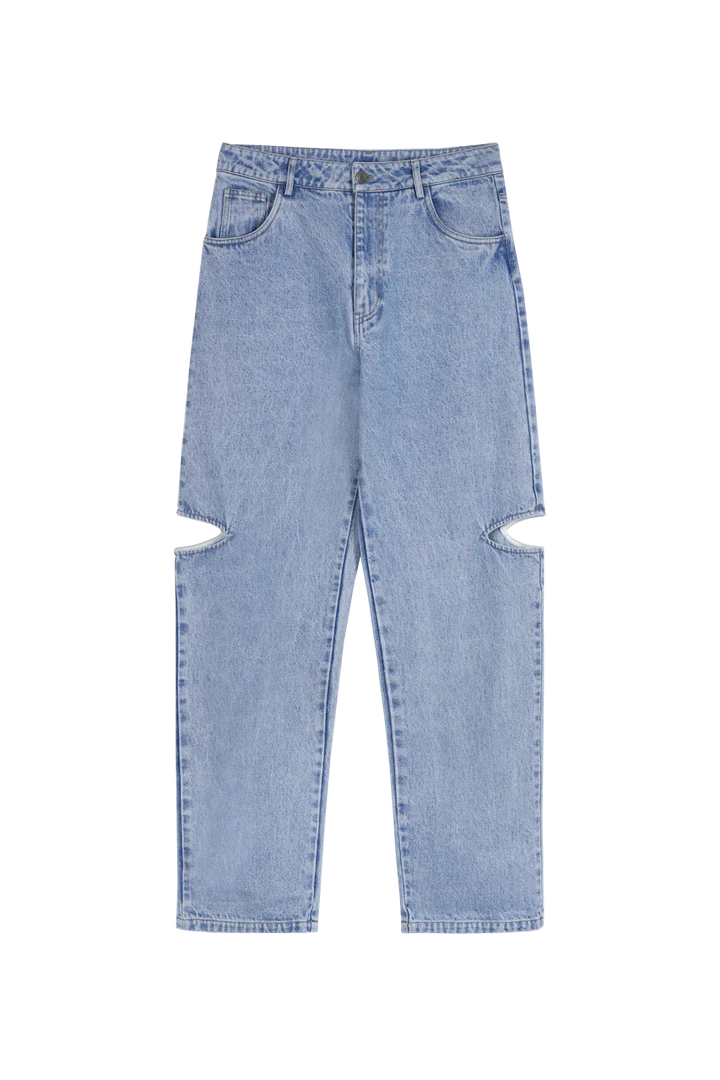 Karo Kauer Denim Pants Blue Cut Out Petite