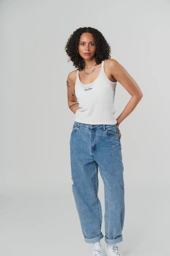 Karo Kauer Denim Pants Blue Cut Out Petite