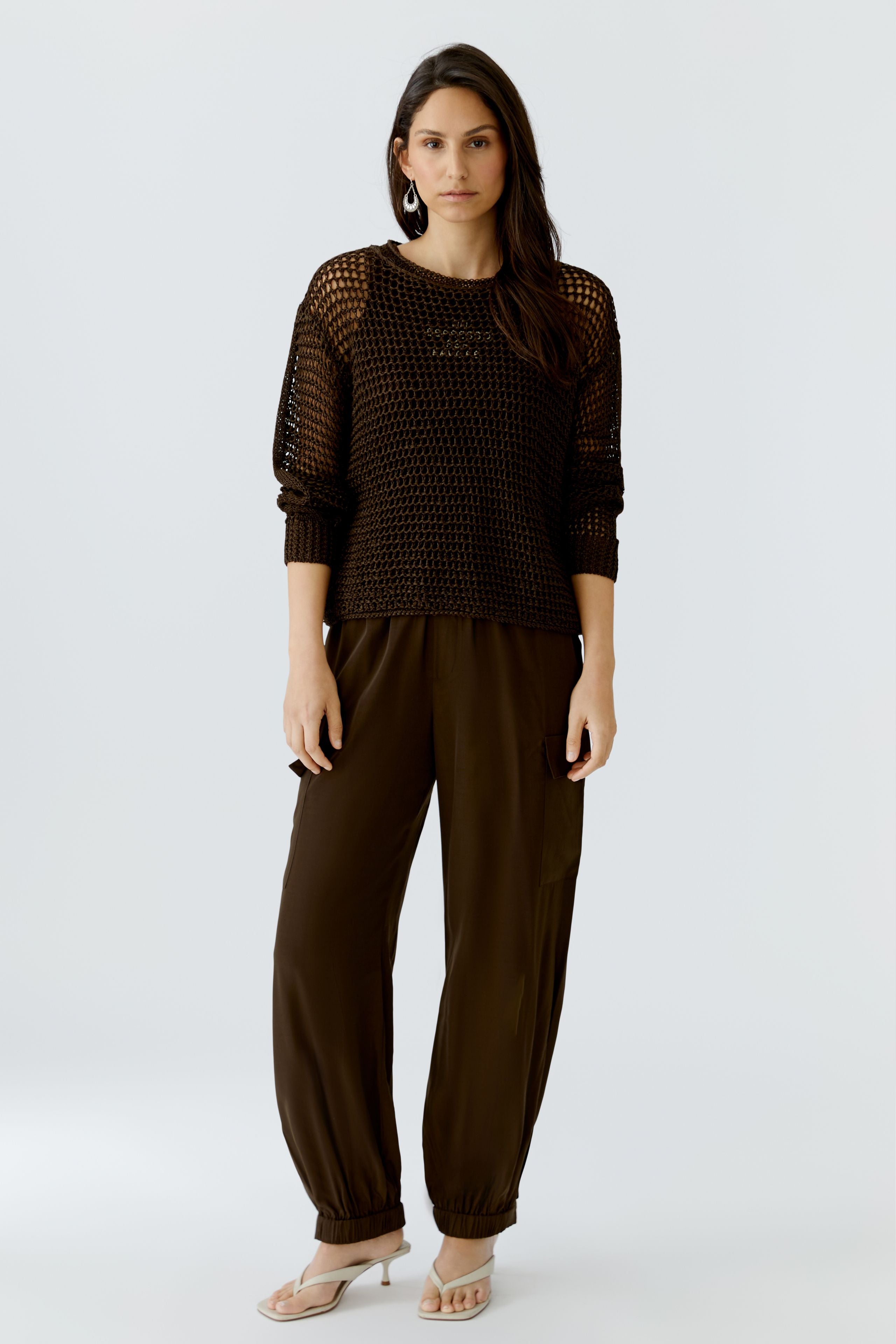 OUI Pullover mit offener Strickstruktur in Netzoptik