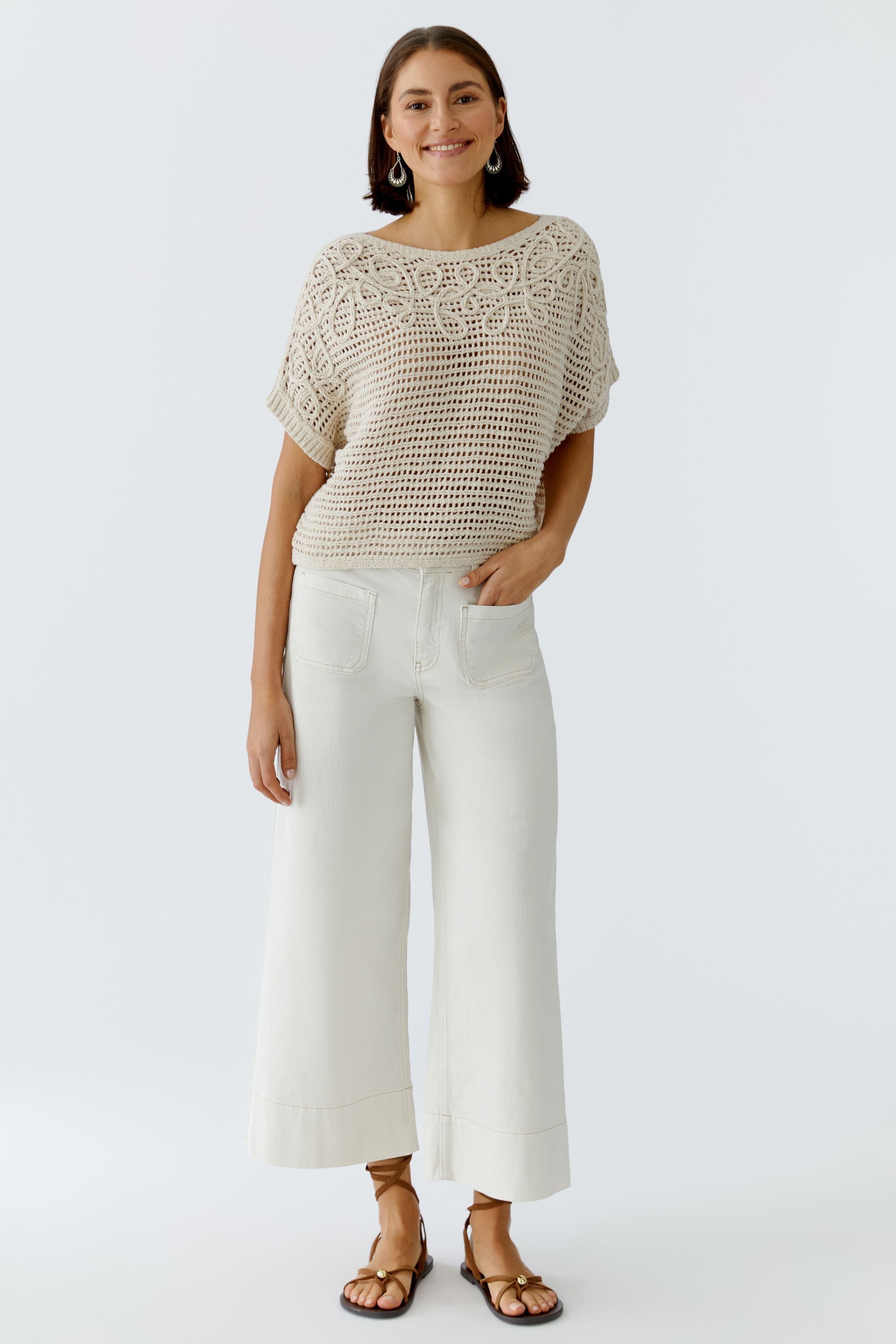 OUI Pullover mit aufgesetzter Kordelstickerei