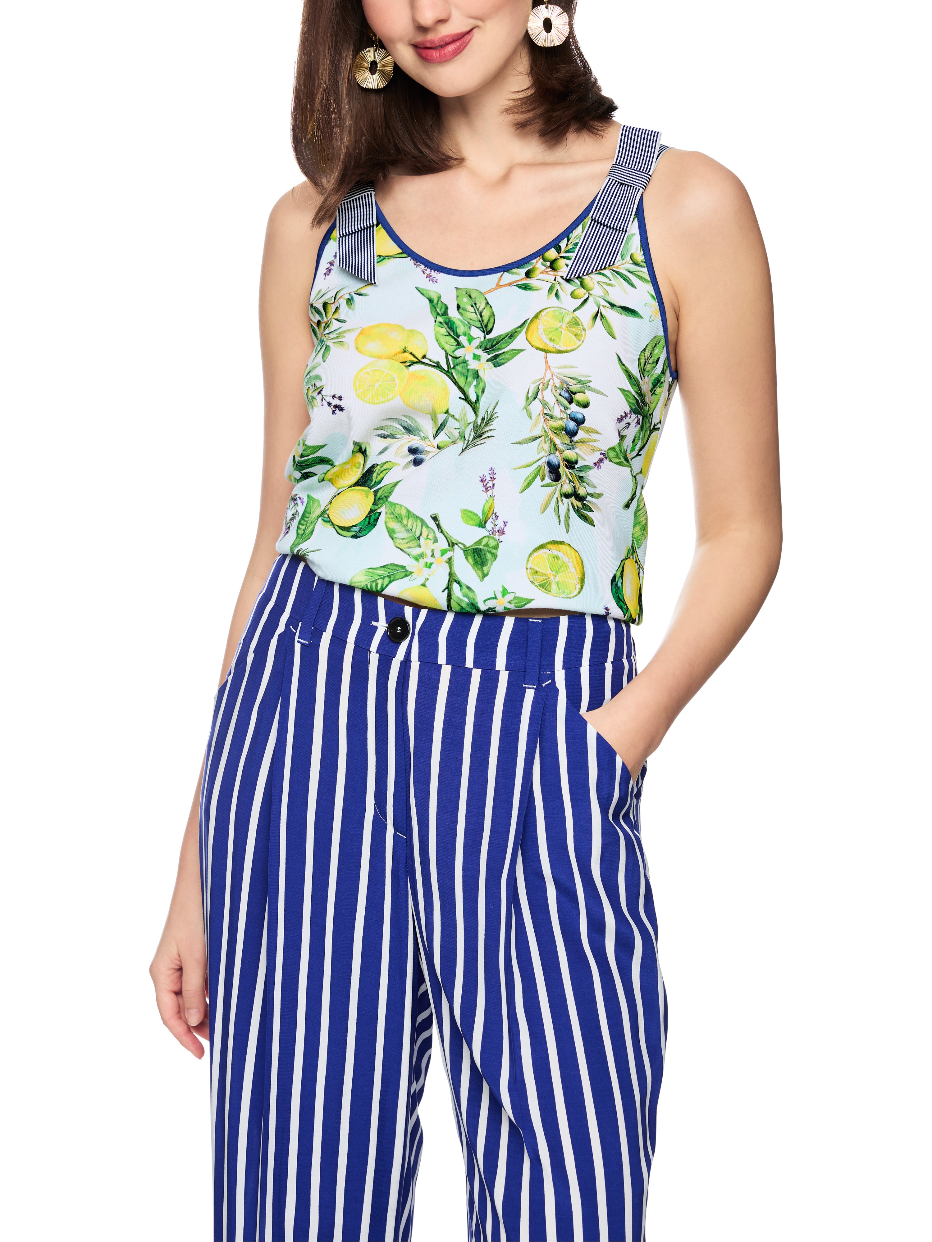Marc Cain Baumwollstretch-Top mit Zitronen-Print