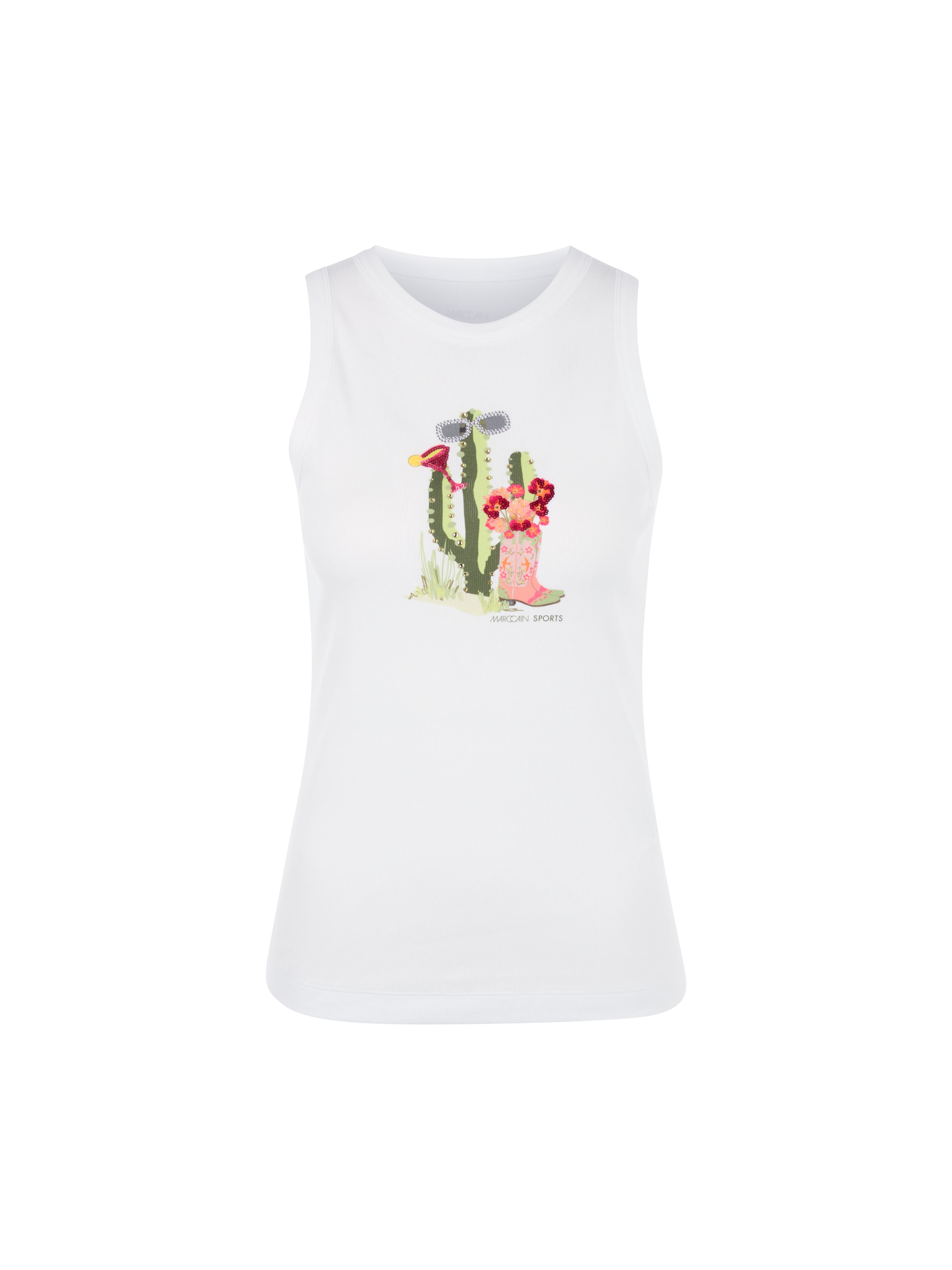 Marc Cain Ripp-Top mit Kaktus-Print