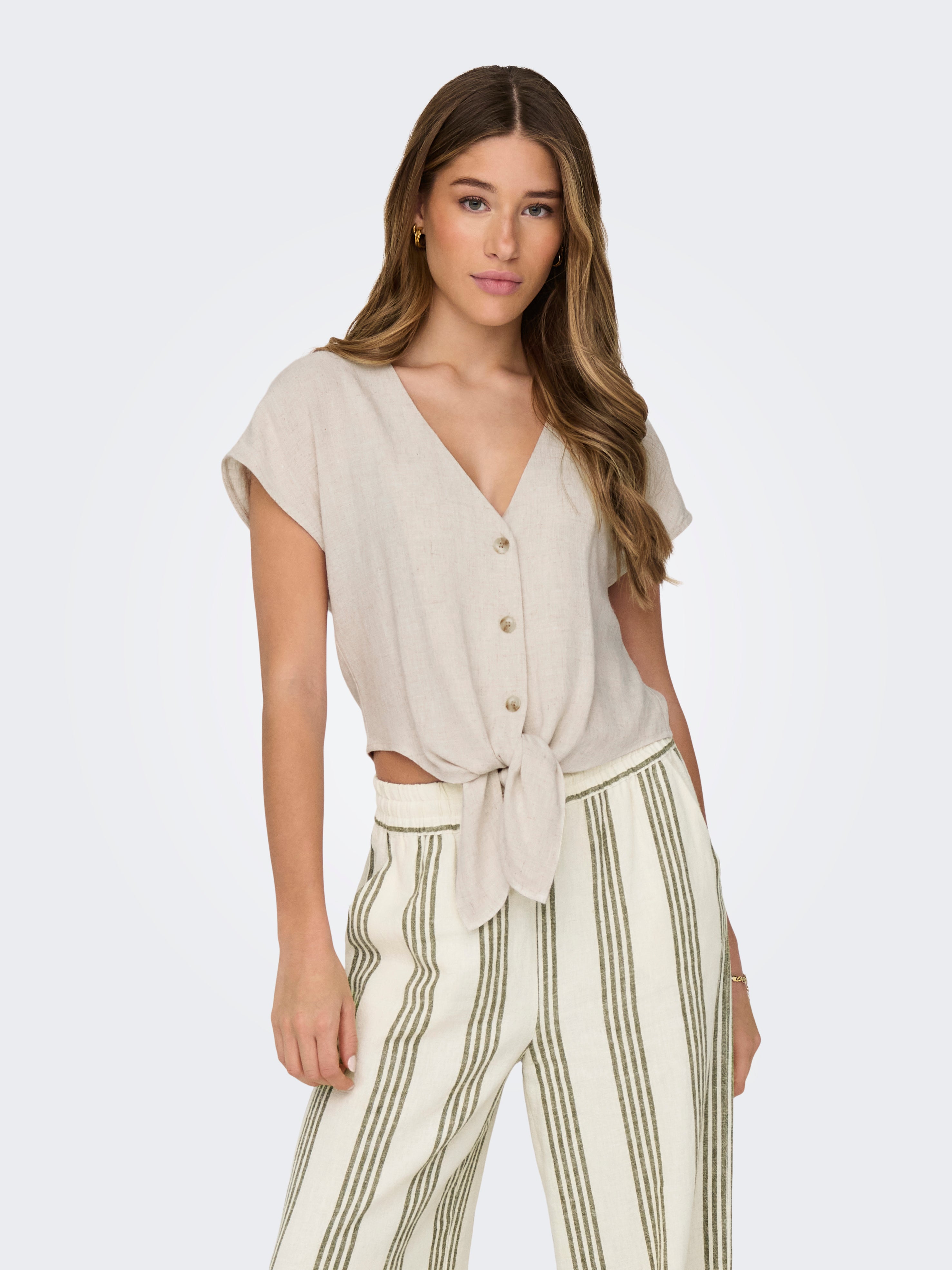 Only SIESTA SS KNOT LIN BL SHIRT PNT