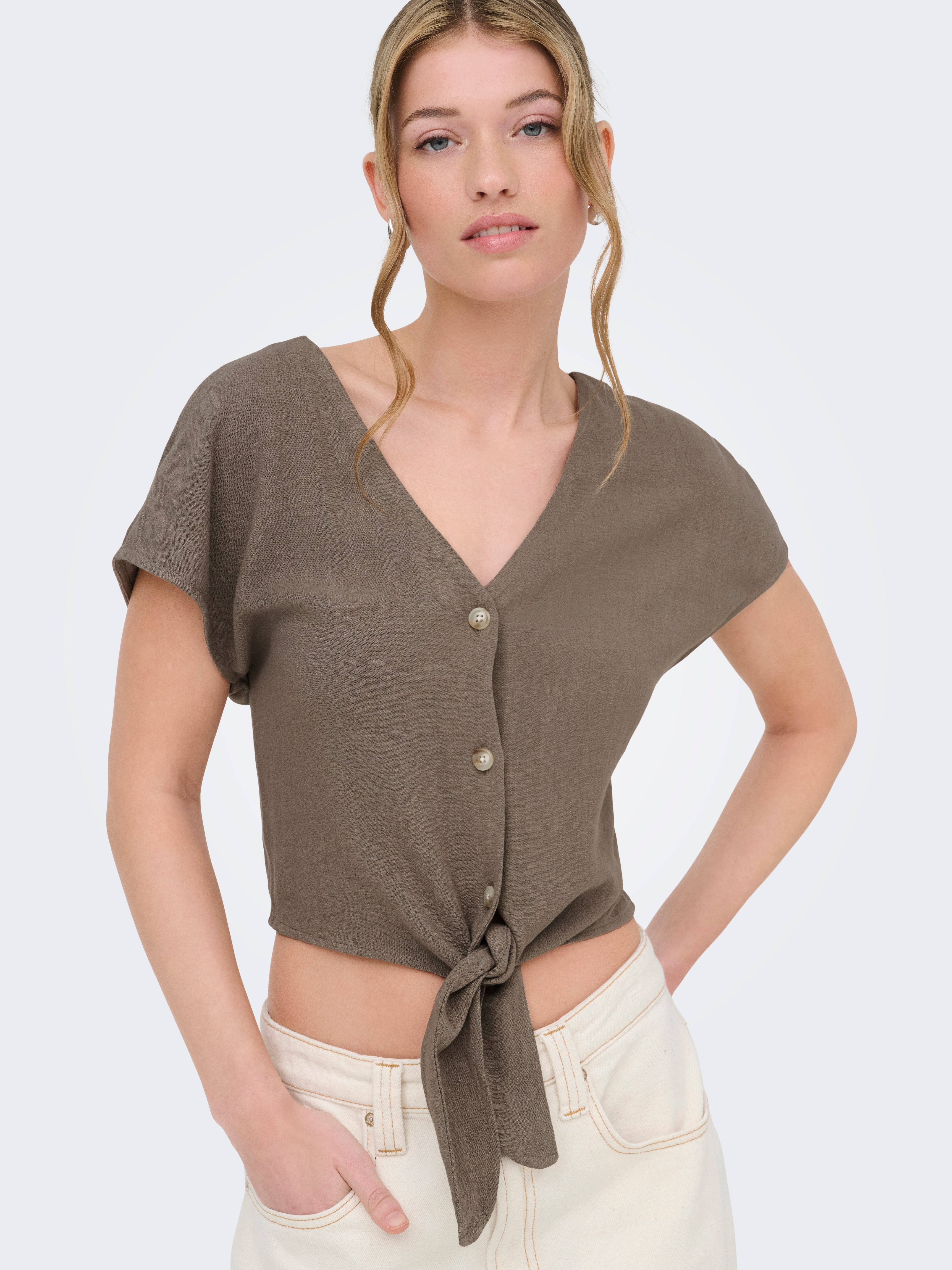 Only SIESTA SS KNOT LIN BL SHIRT PNT