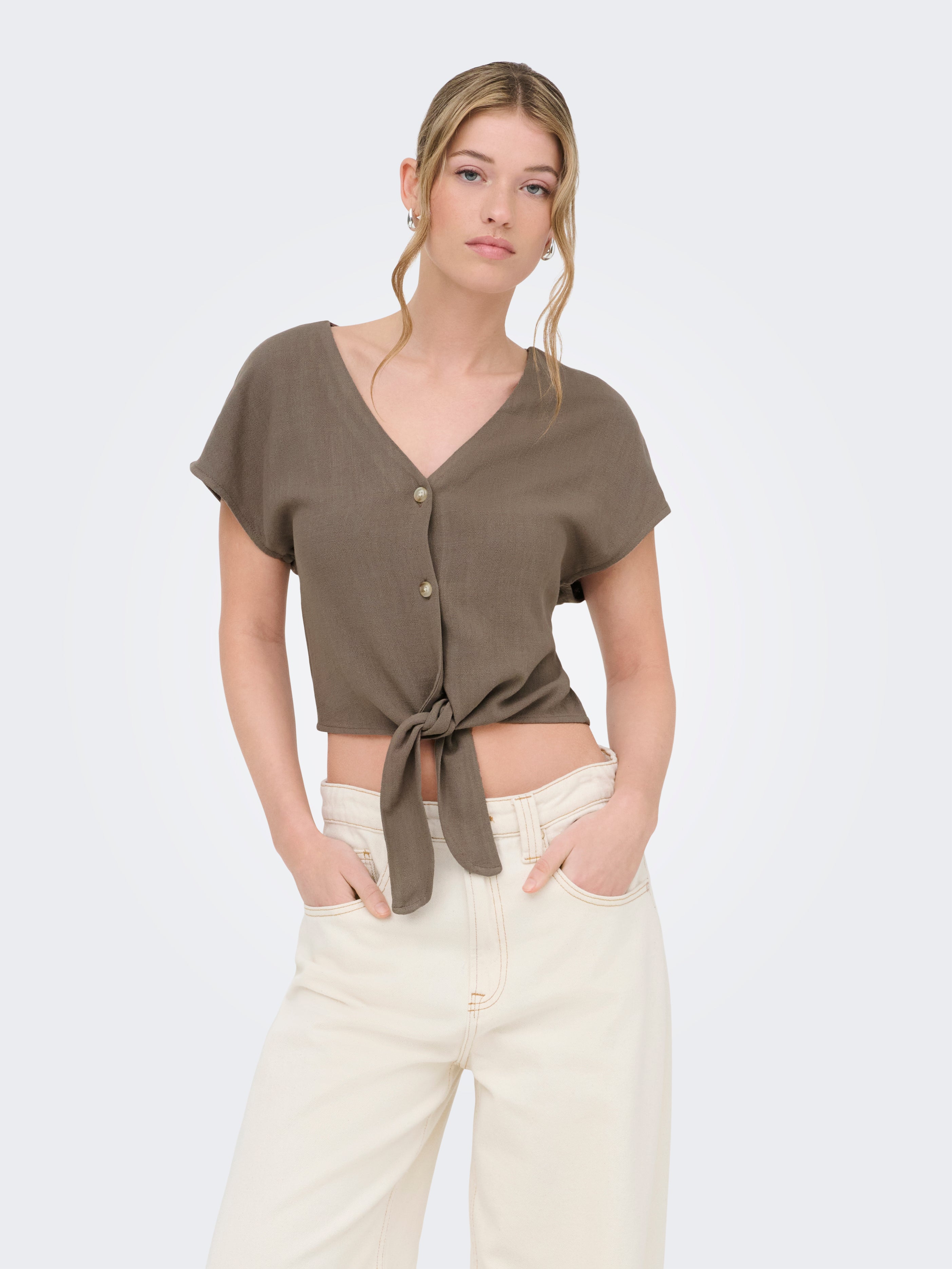 Only SIESTA SS KNOT LIN BL SHIRT PNT