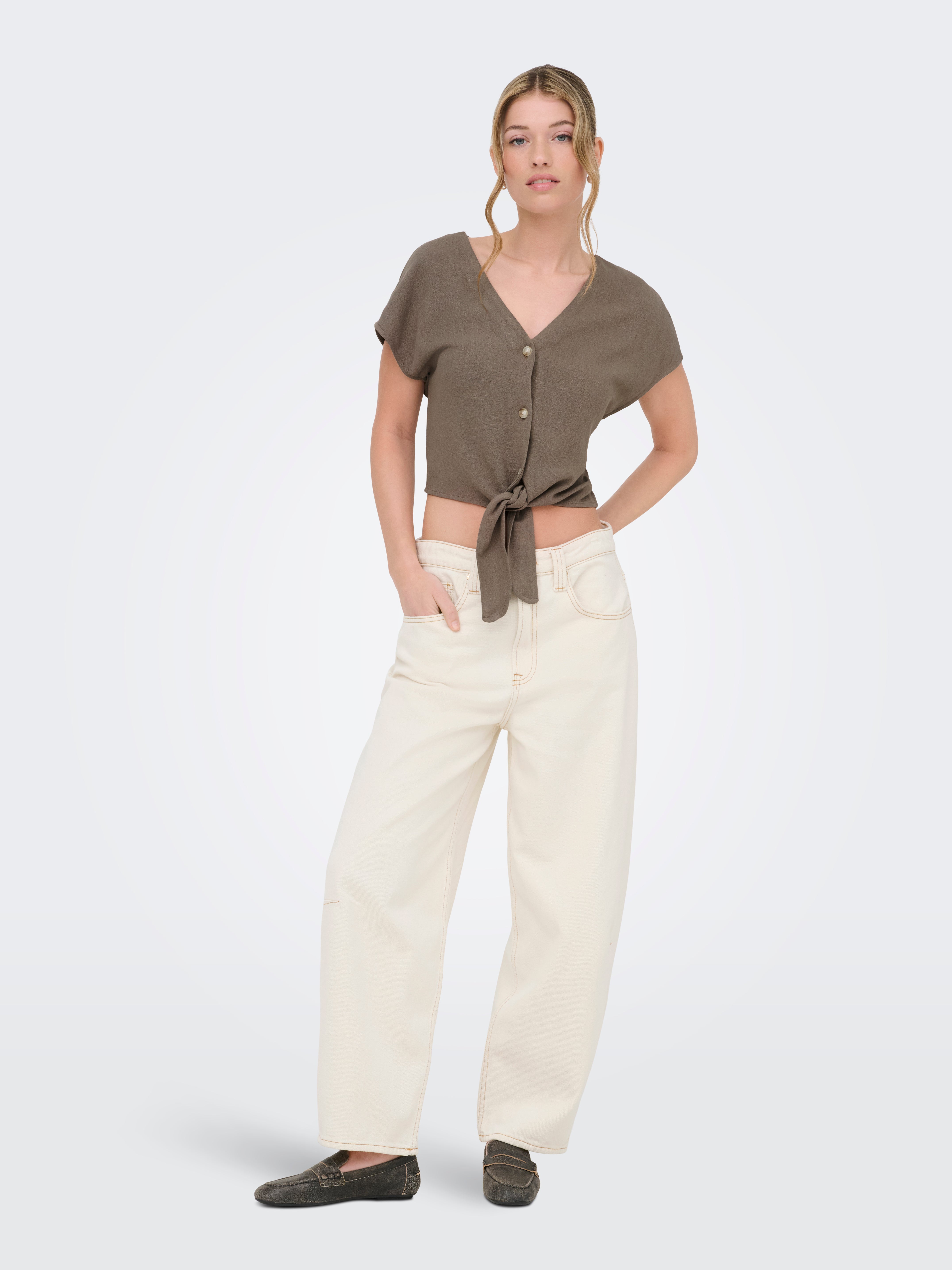 Only SIESTA SS KNOT LIN BL SHIRT PNT