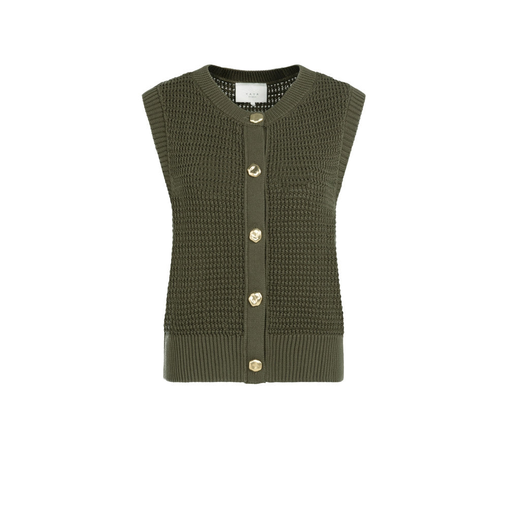 Yaya Textured sleeveless cardigan