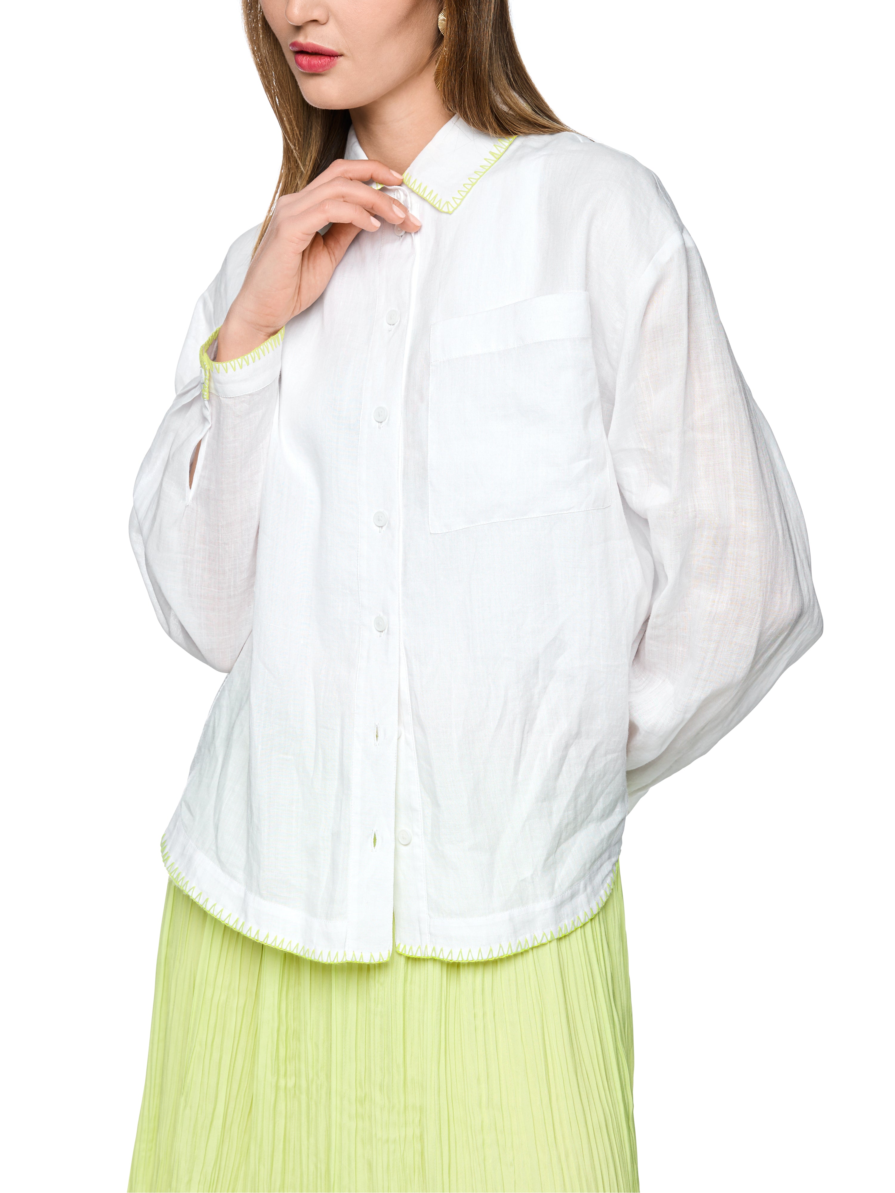 Marc Cain Ramiebluse mit Polokragen und Zierstich