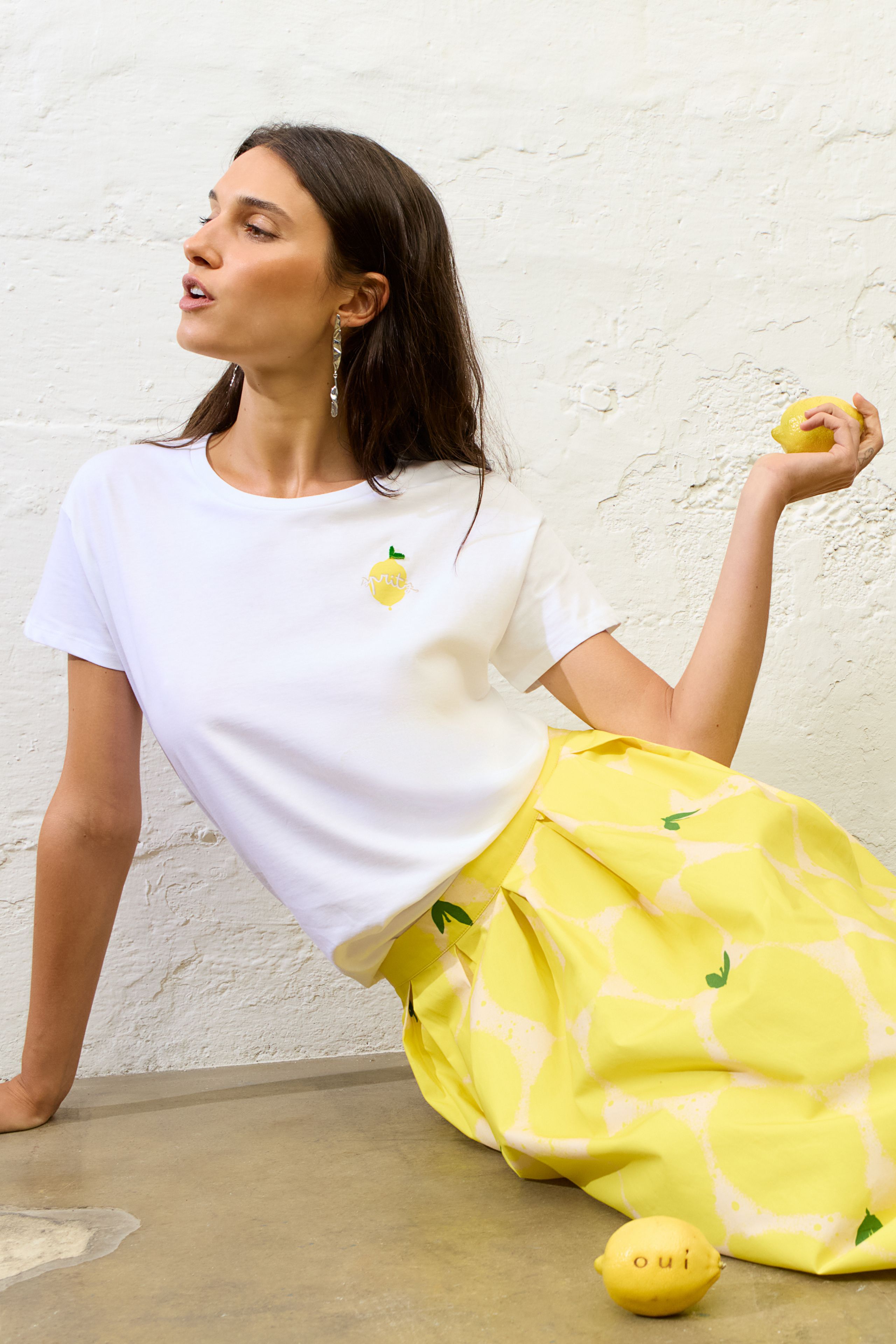 OUI T-Shirt mit Zitronendruck