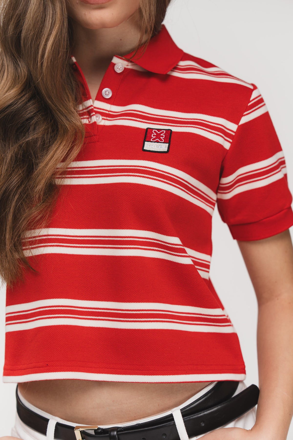 Karo Kauer Cropped Knit Poloshirt