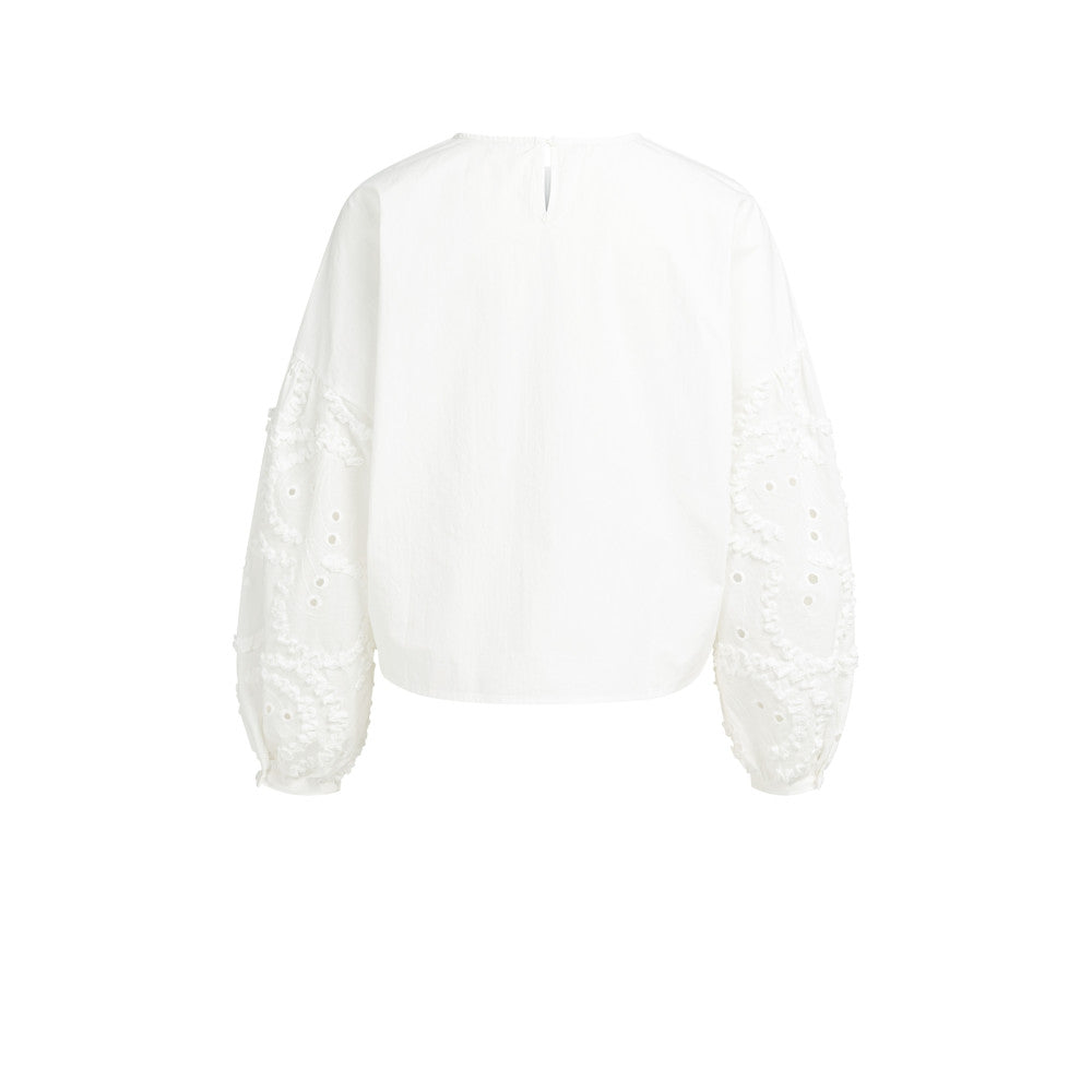 Yaya Bluse mit bestickten Ärmeln