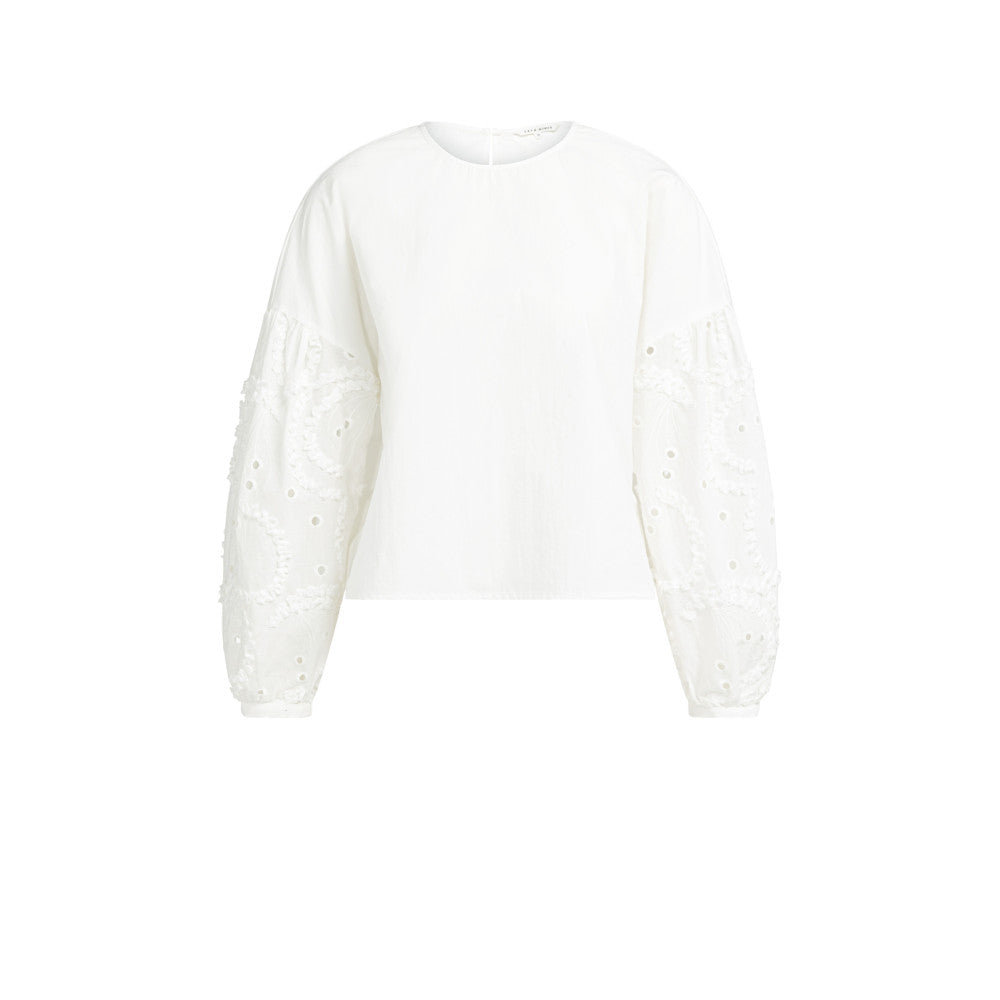 Yaya Bluse mit bestickten Ärmeln