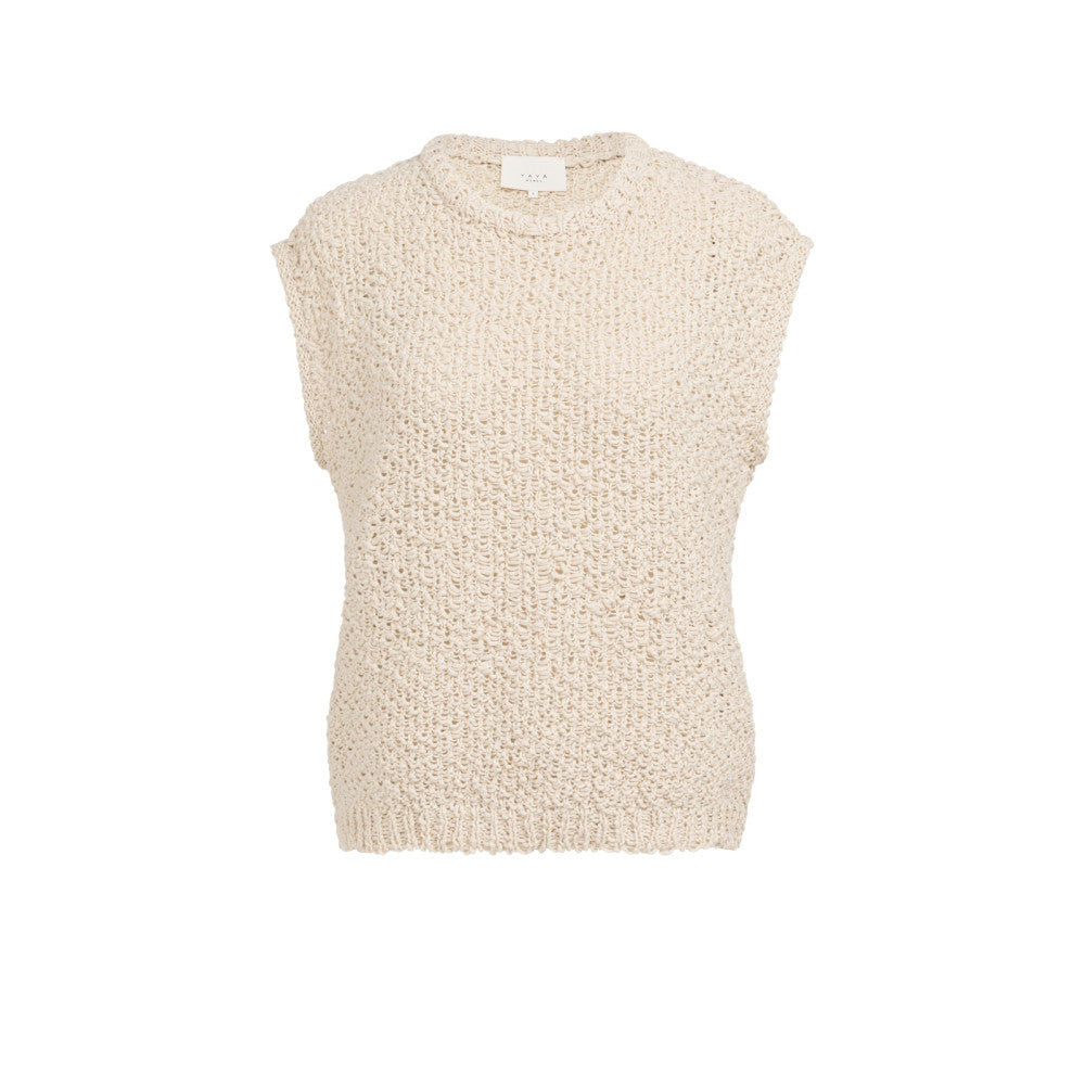 Yaya Ärmelloser Pullover mit offenem Strickmuster